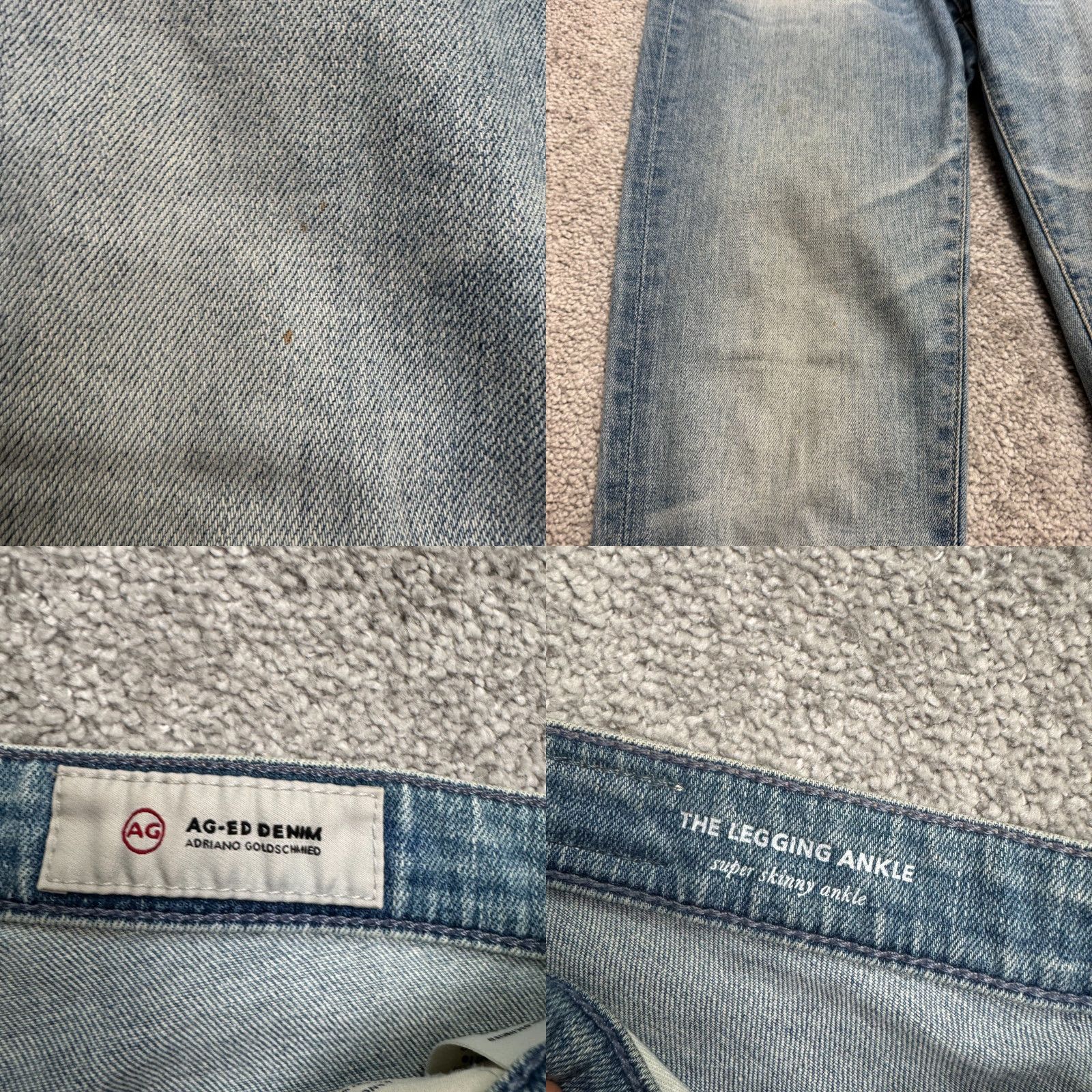 Denime AG Adriano Goldschmied Jeans Legging Super Skinny Women 26R Blue Denim 5-Pocket Stretch Jeans Size 26" / US 2 / IT 38 - 8 Thumbnail