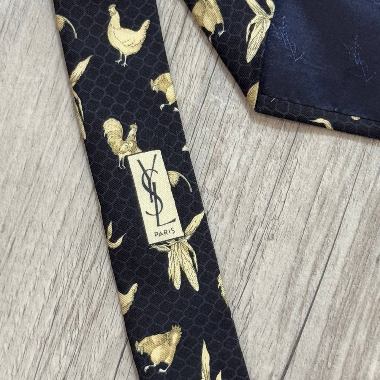 Vintage × Yves Saint Laurent Vintage Yves Saint Laurent YSL Rooster Pattern Silk Tie Size ONE SIZE - 7 Thumbnail