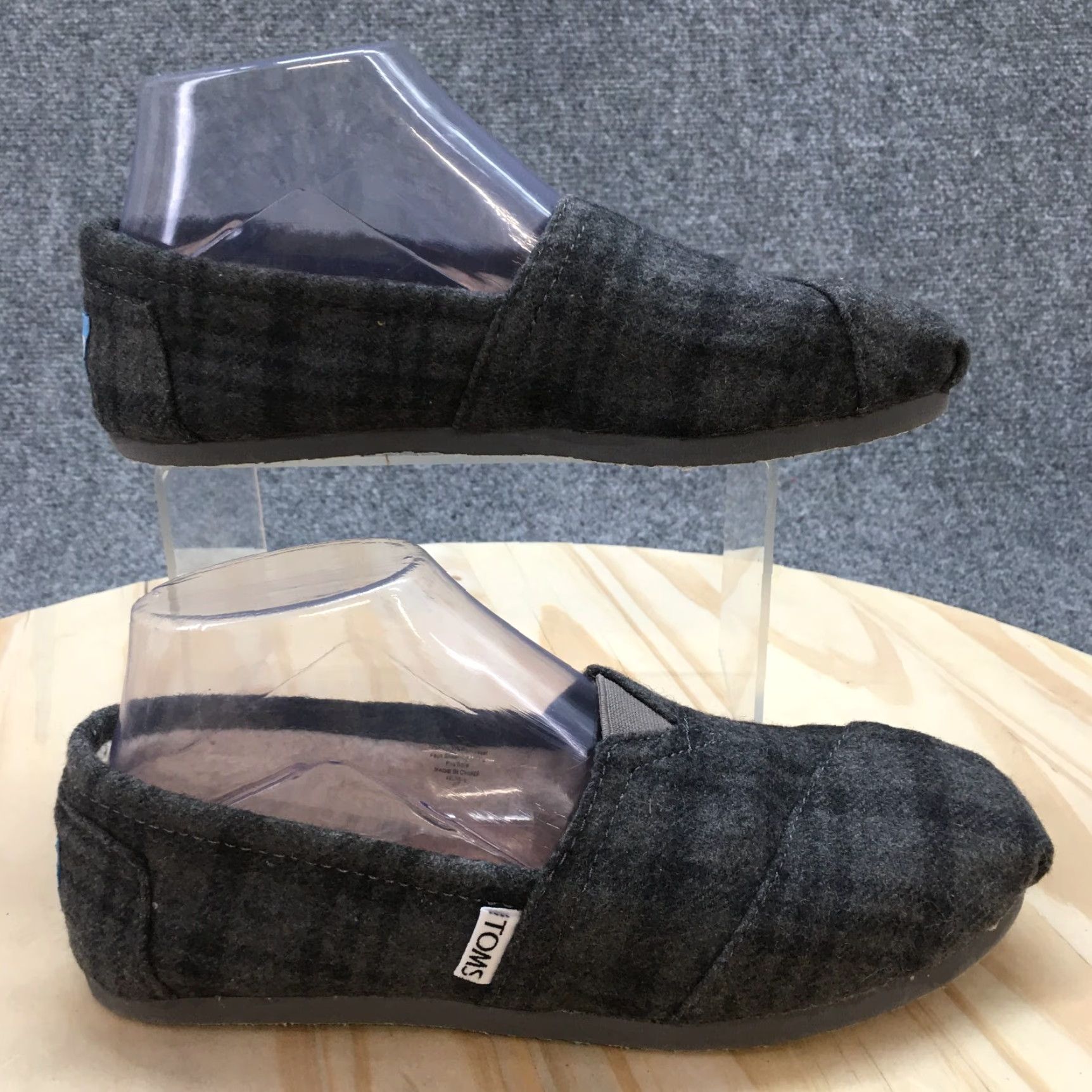 Toms TOMS Shies Womens 7 Classic Slip On Plaid Loafer Flats Gray Wool Blend 42L0512 Size US 7 / IT 37 - 2 Thumbnail