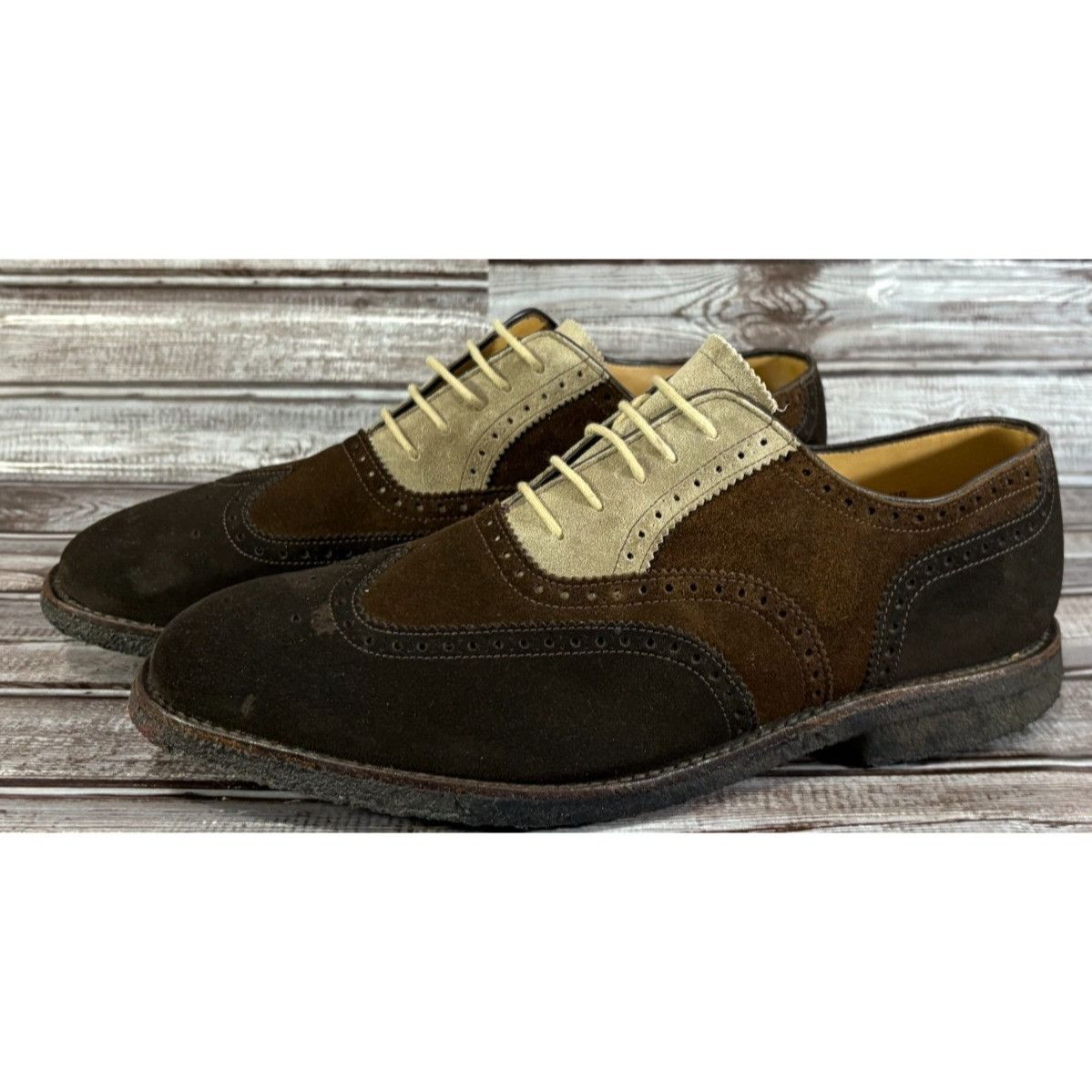 Brooks Brothers Peal Co X Brooks Brothers Suede Wingtip Oxford Shoes Sz 12 D Size US 12 / EU 45 - 1 Thumbnail