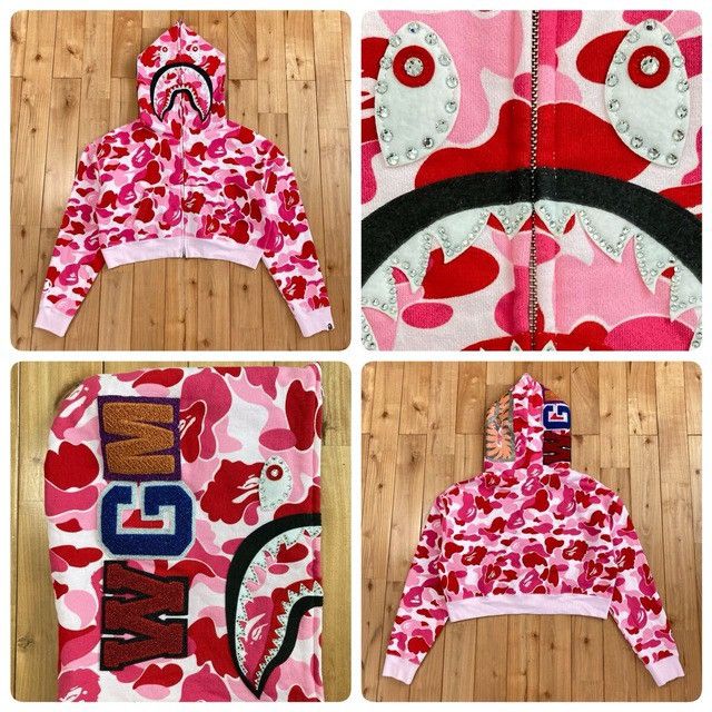 Bape BAPE ABC Camo Pink Crystal Stone Shark Full Zip Hoodie APE Size S / US 4 / IT 40 - 1 Thumbnail