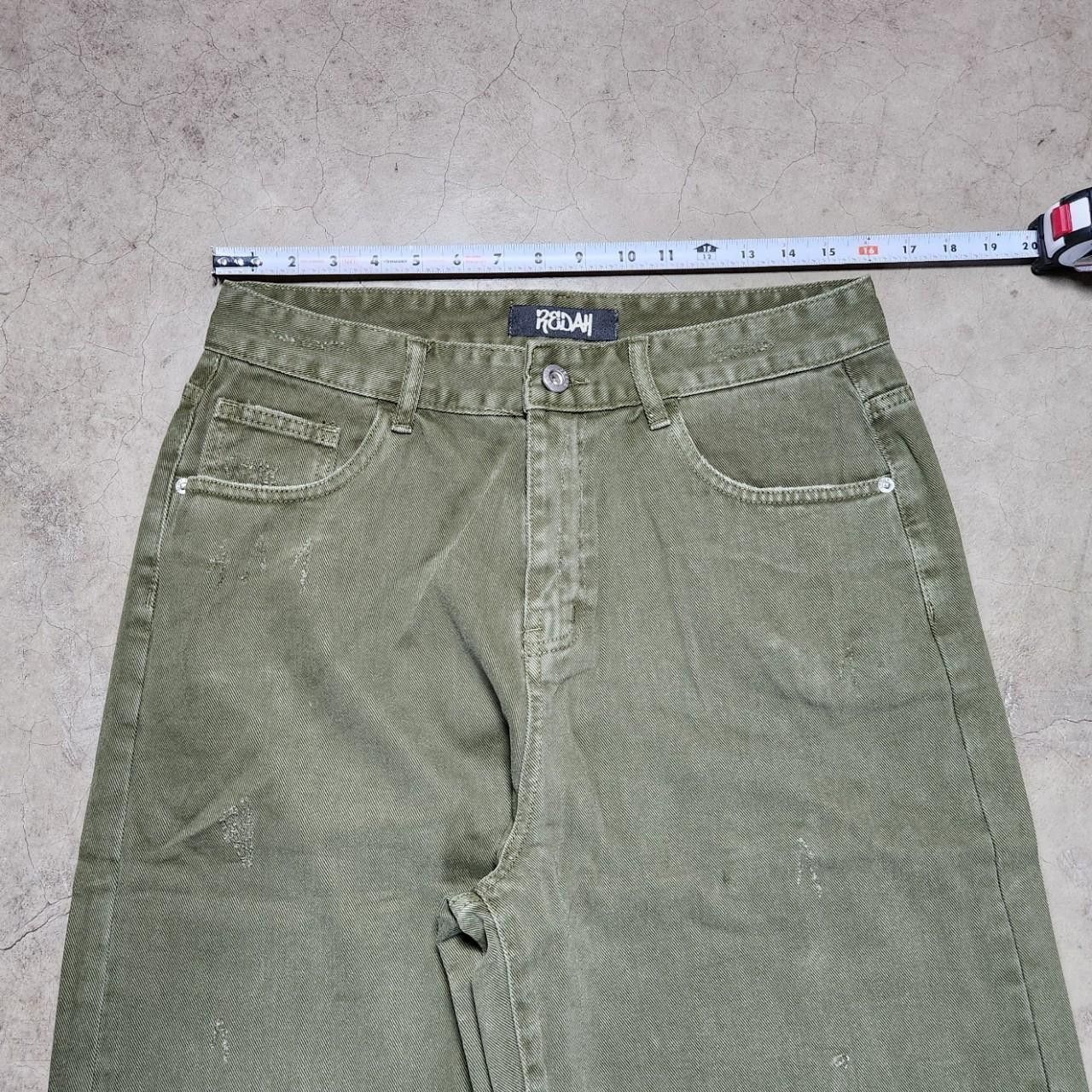 Japanese Brand Distressed Olive Green Baggy Y2K Jeans Size US 32 / EU 48 - 3 Thumbnail