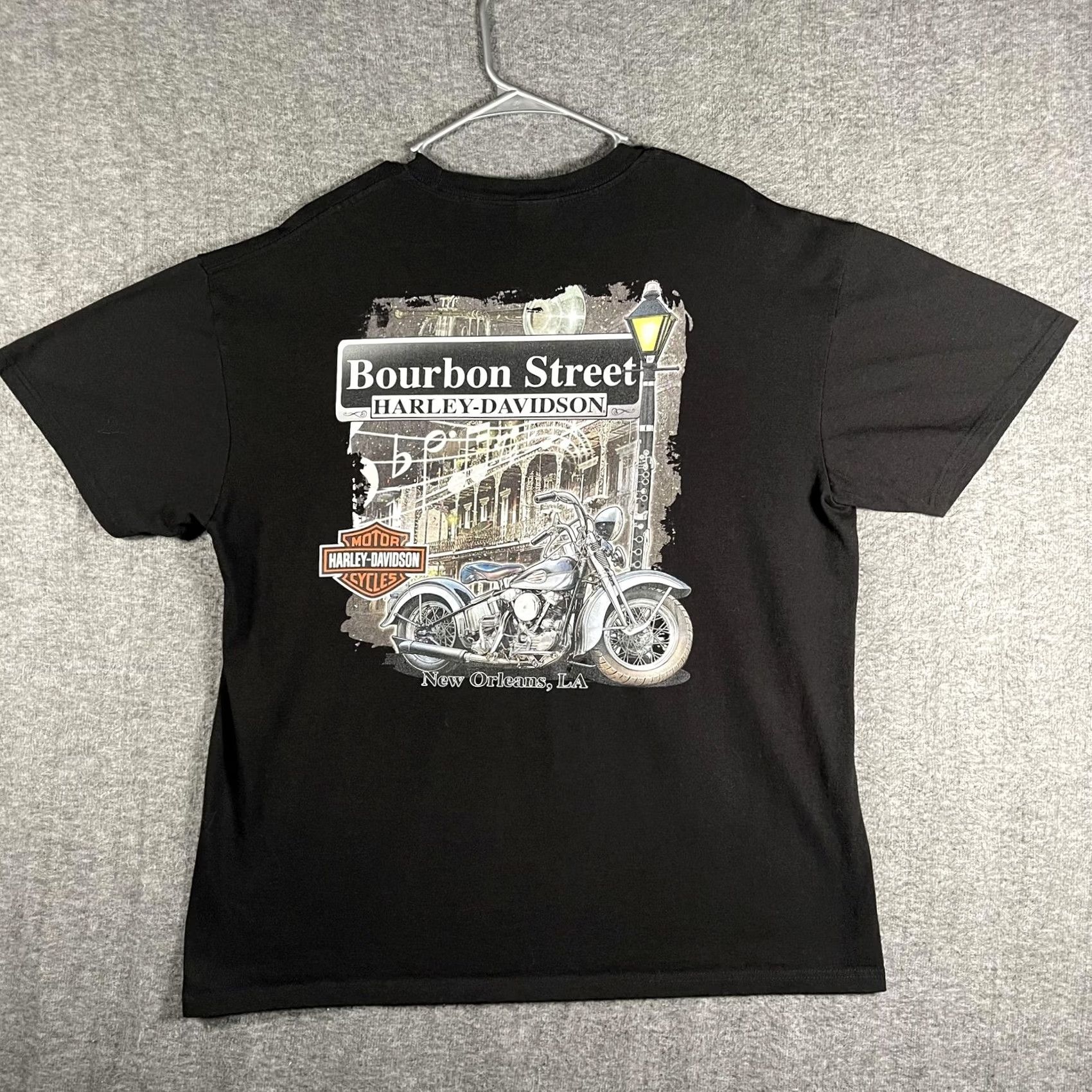 Harley Davidson VINTAGE Harley-Davidson Shirt Mens XL Black Bourbon Street New Orleans Motorcycle Tee Size US XL / EU 56 / 4 - 3 Thumbnail