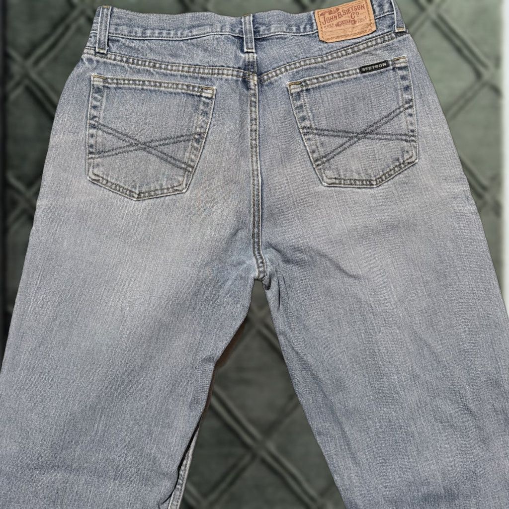 Stetson John B.Stetson Jeans Men Blue Denim Mid-Rise Straight Leg 5-Pocket Design 35X36 Pants Cowboy Western - Mens Size US 35 - 1 Thumbnail