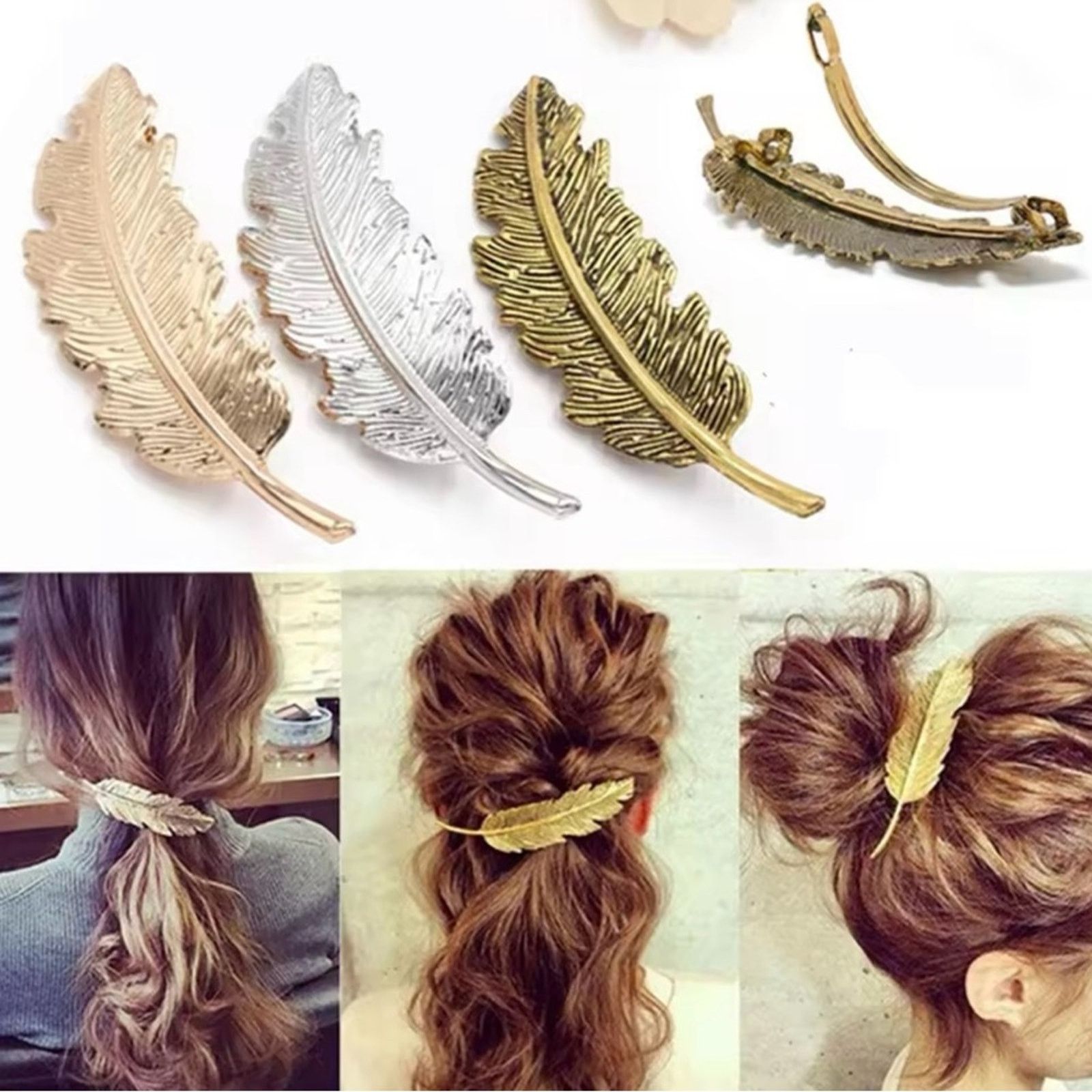 Other Vintage Hair Clip Feather Leaf Shape Hair accessory Size ONE SIZE - 1 Thumbnail