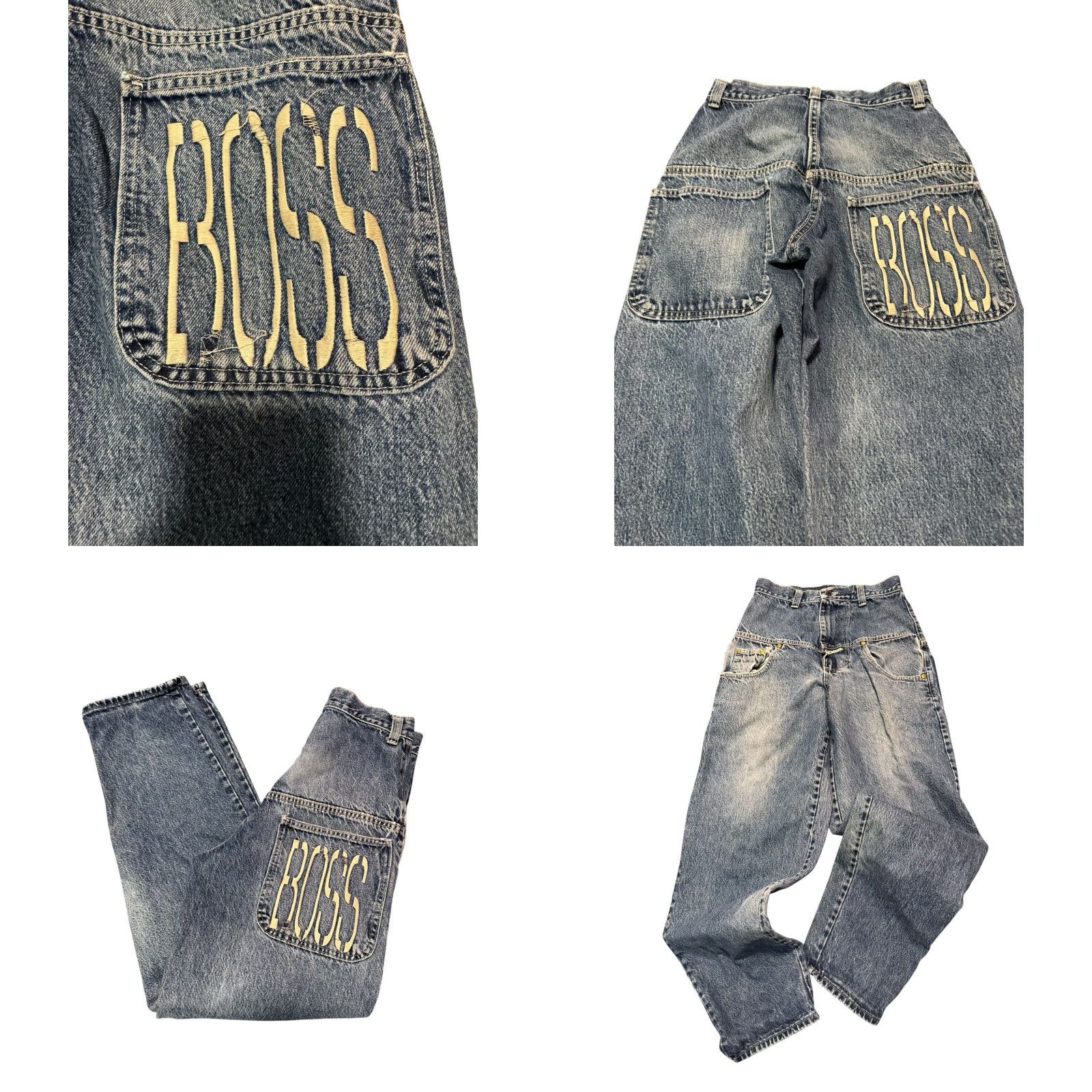 Vintage VINTAGE Hugo Boss Big Logo Baggy Jeans Acid Wash Tapered 27 Inseam 31 Men Blue 90s Retro Logo Jeans Mens Size US 27 - 8 Thumbnail