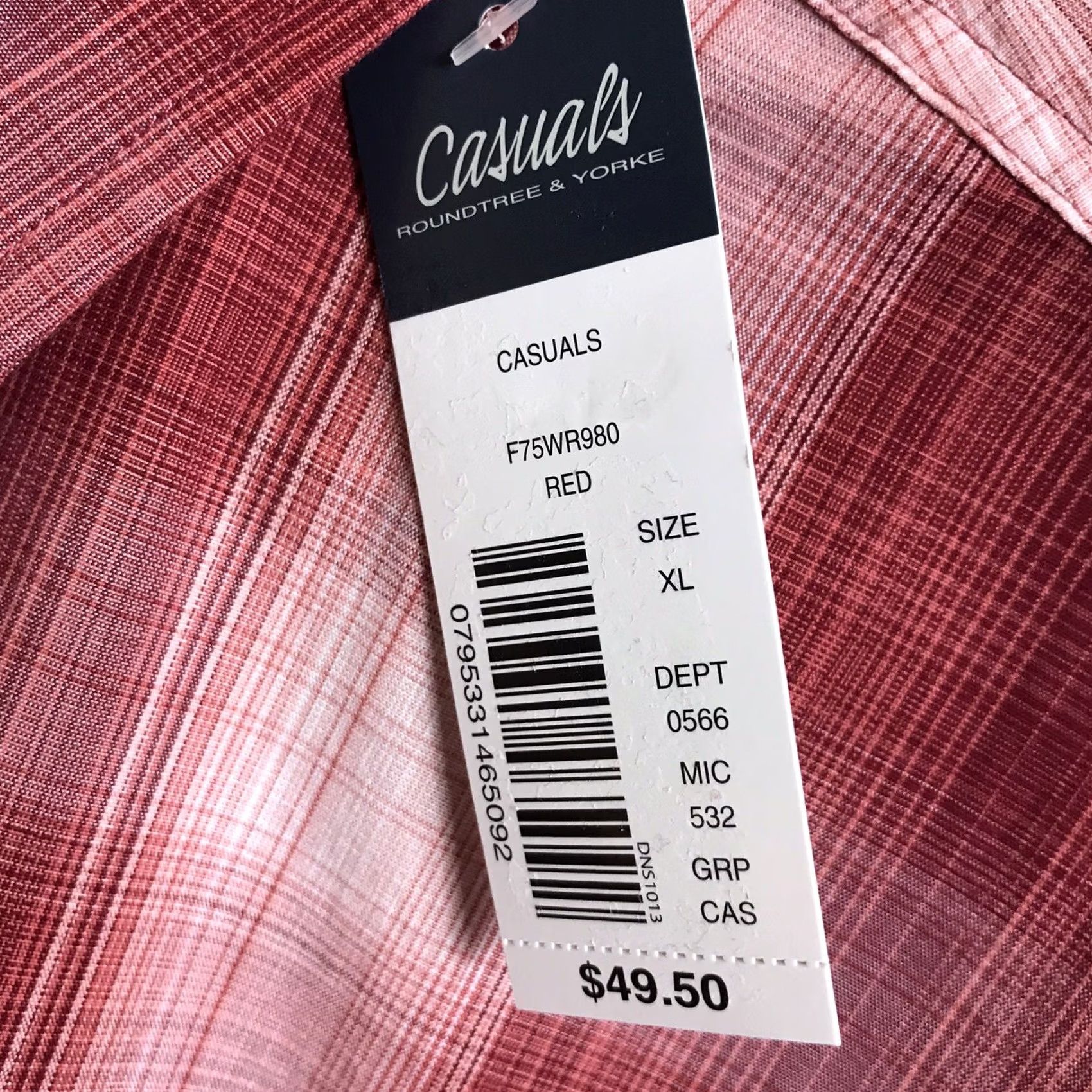Roundtree & Yorke Roundtree & Yorke Casuals Shirt Mens Sz XL Red Ombré Plaid Button Front NEW Size US XL / EU 56 / 4 - 4 Thumbnail