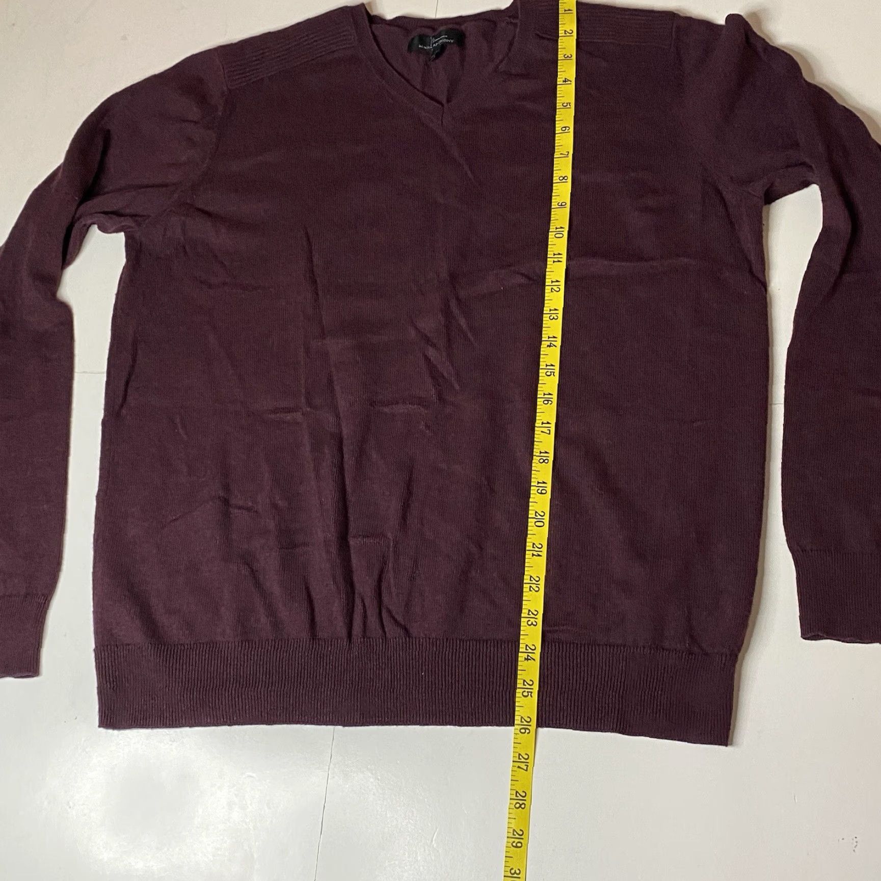 Vintage Marc Anthony Sweater Mens Large Maroon V-Neck Knit Pullover Cashmere Blend Size US L / EU 52-54 / 3 - 6 Thumbnail