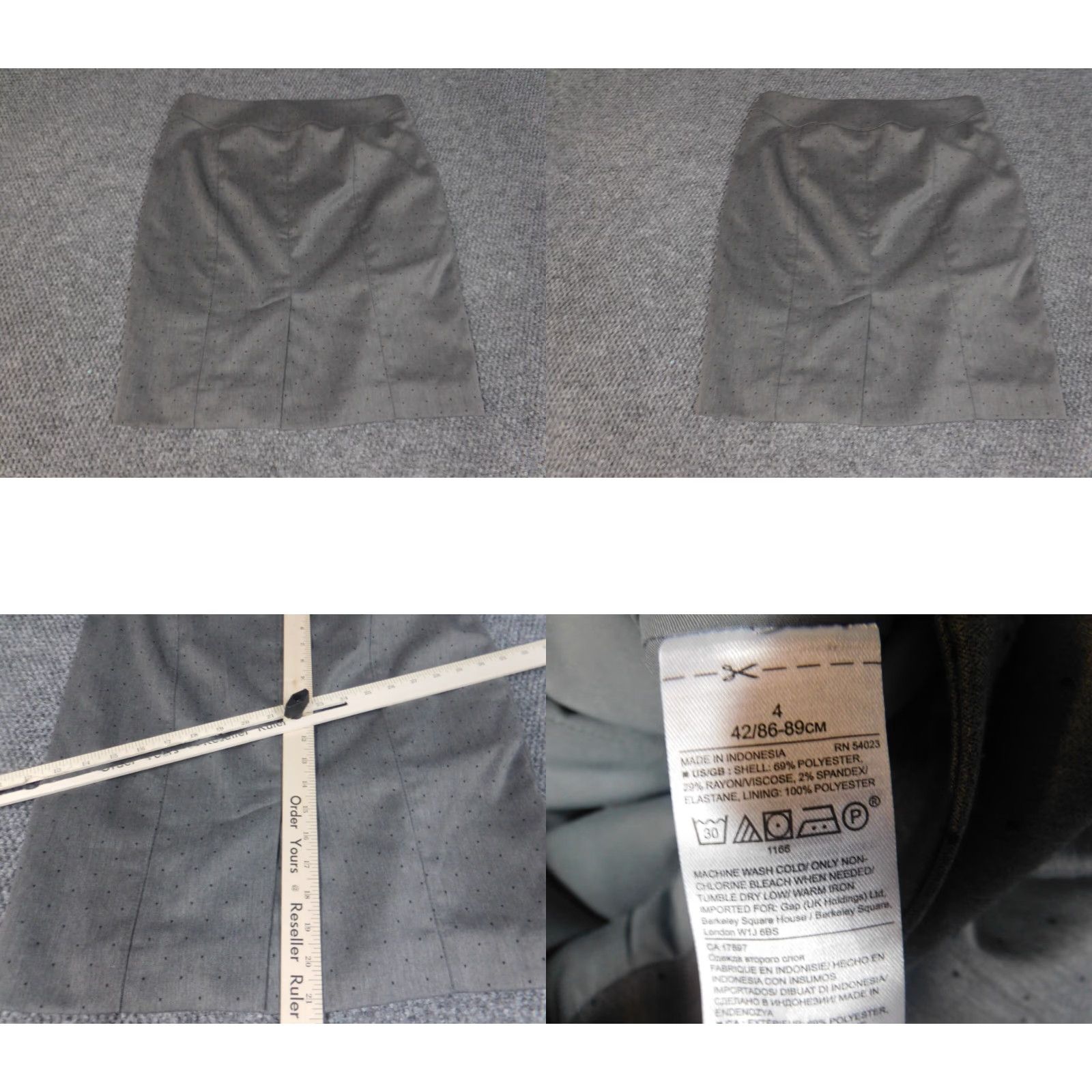 Banana Republic Banana Republic Skirt Women 4 Gray A-Line Knee Length Zipper Lined Polyester Canvas Casual Regular 90s American Vintage No Size 27" / US 4 / IT 40 - 9 Thumbnail