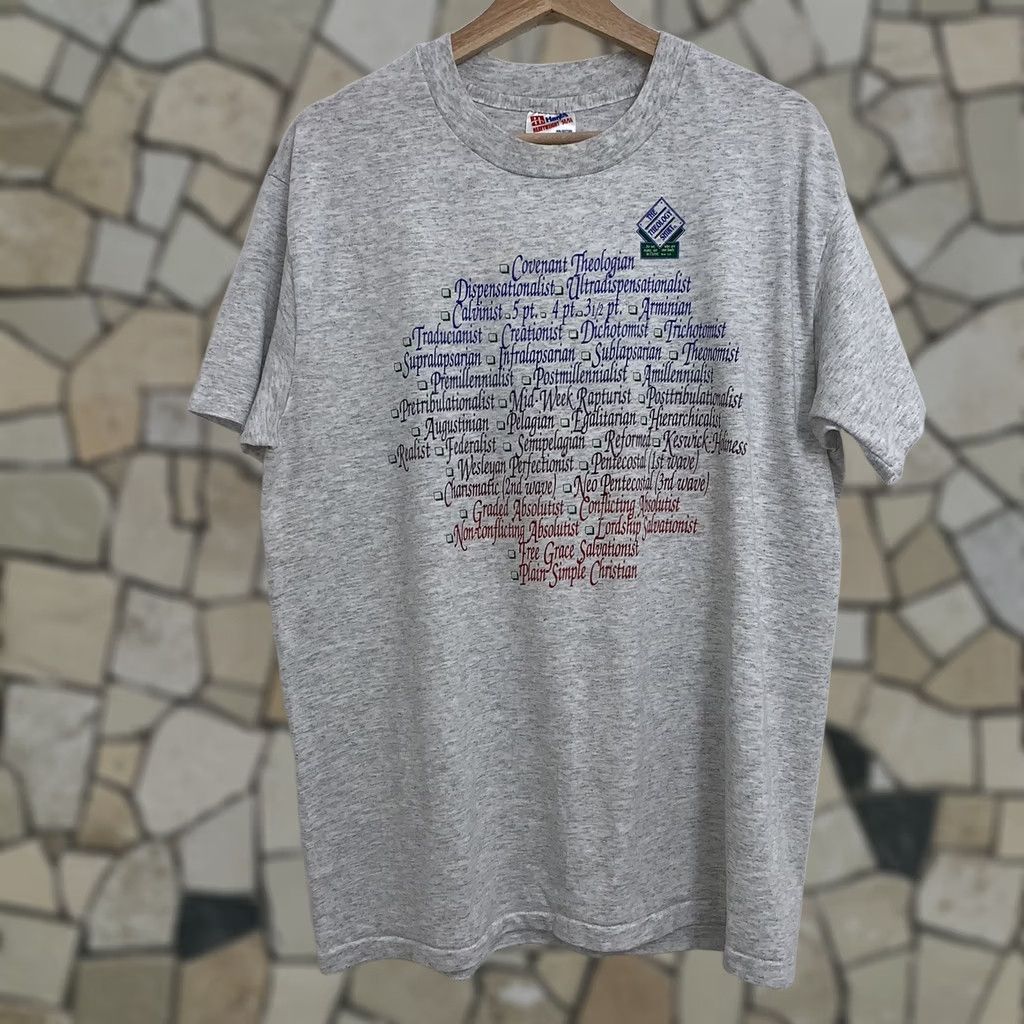 Vintage VINTAGE The Theology Shirt One Body In Christ Tee T-Shirt 90’s USA Large Gray Size US L / EU 52-54 / 3 - 1 Thumbnail