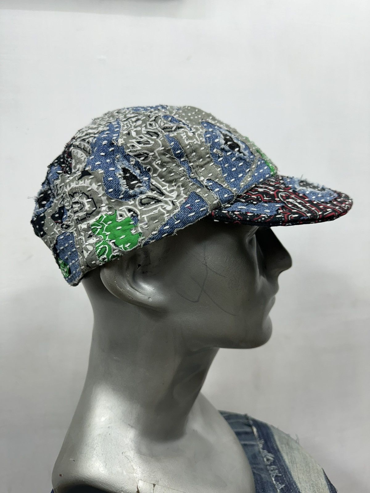 Art Comes First × Handmade Custom Made Distressed Paisley Patchwork Boro hats Size ONE SIZE - 5 Thumbnail