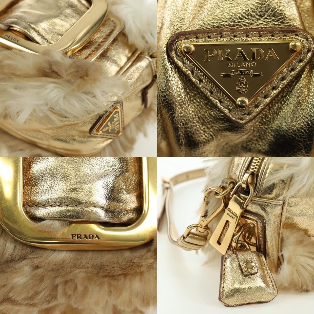 Prada Prada Fur Shoulder Bag Beige Size ONE SIZE - 13 Thumbnail