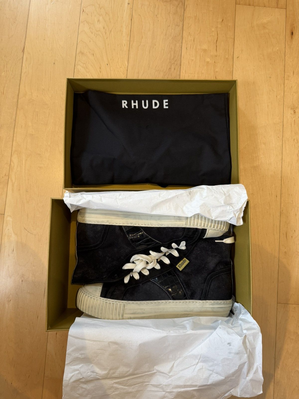 Rhude RHUDE Bel Airs “Black Croc” UK9 Size US 10 / EU 43 - 4 Thumbnail