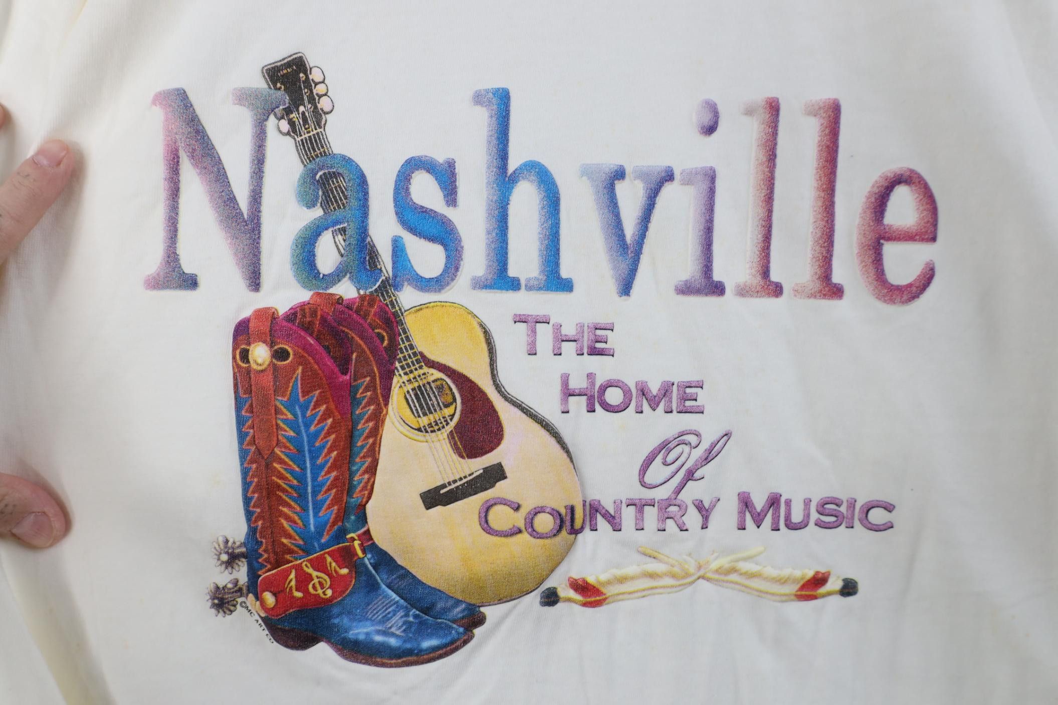Vintage Vintage 90s Streetwear Country Music Cowgirl T-Shirt White Size L / US 10 / IT 46 - 4 Thumbnail
