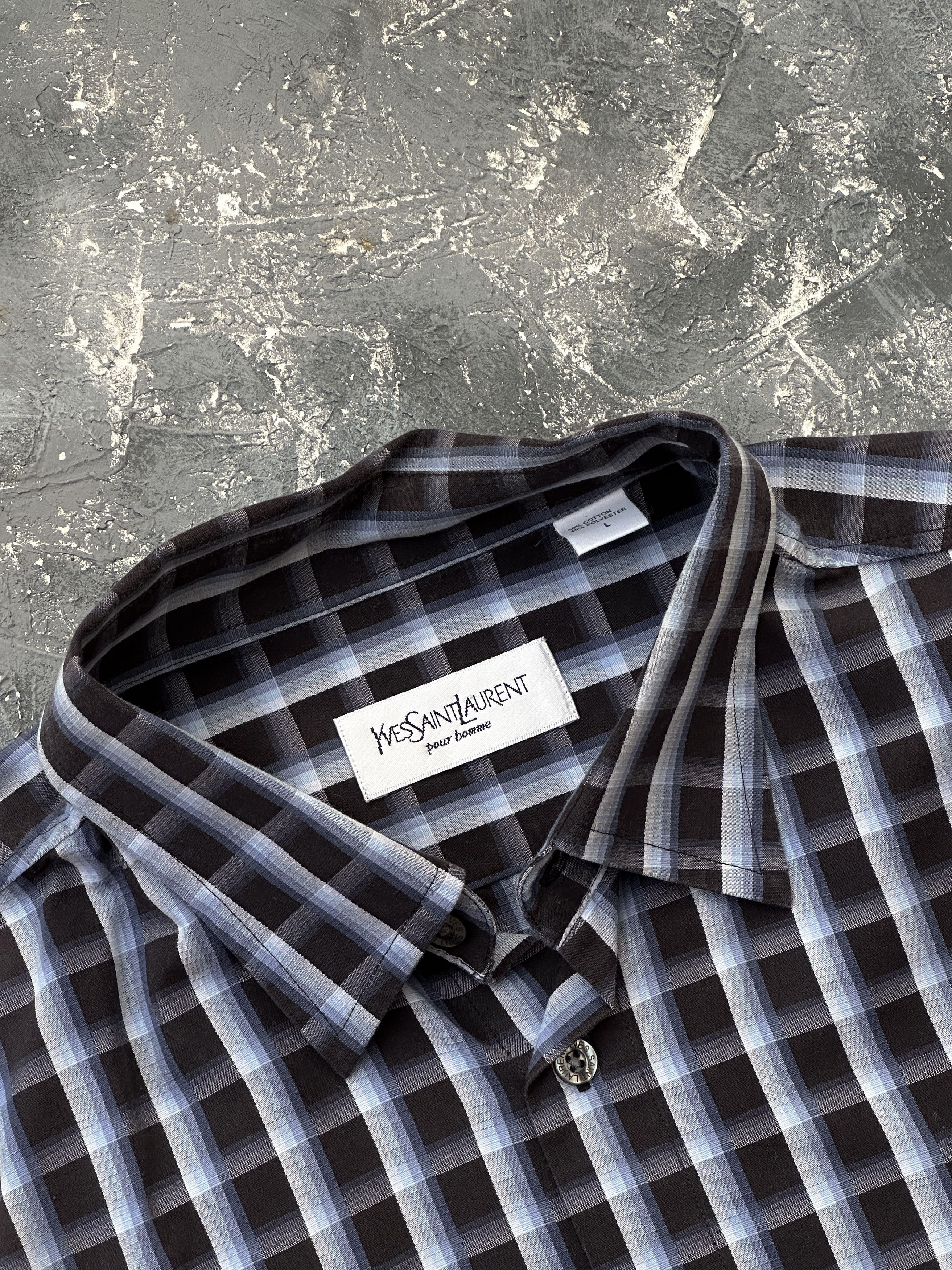 Vintage × Yves Saint Laurent vintage ysl yves saint laurent checkered shirt Size US L / EU 52-54 / 3 - 4 Thumbnail