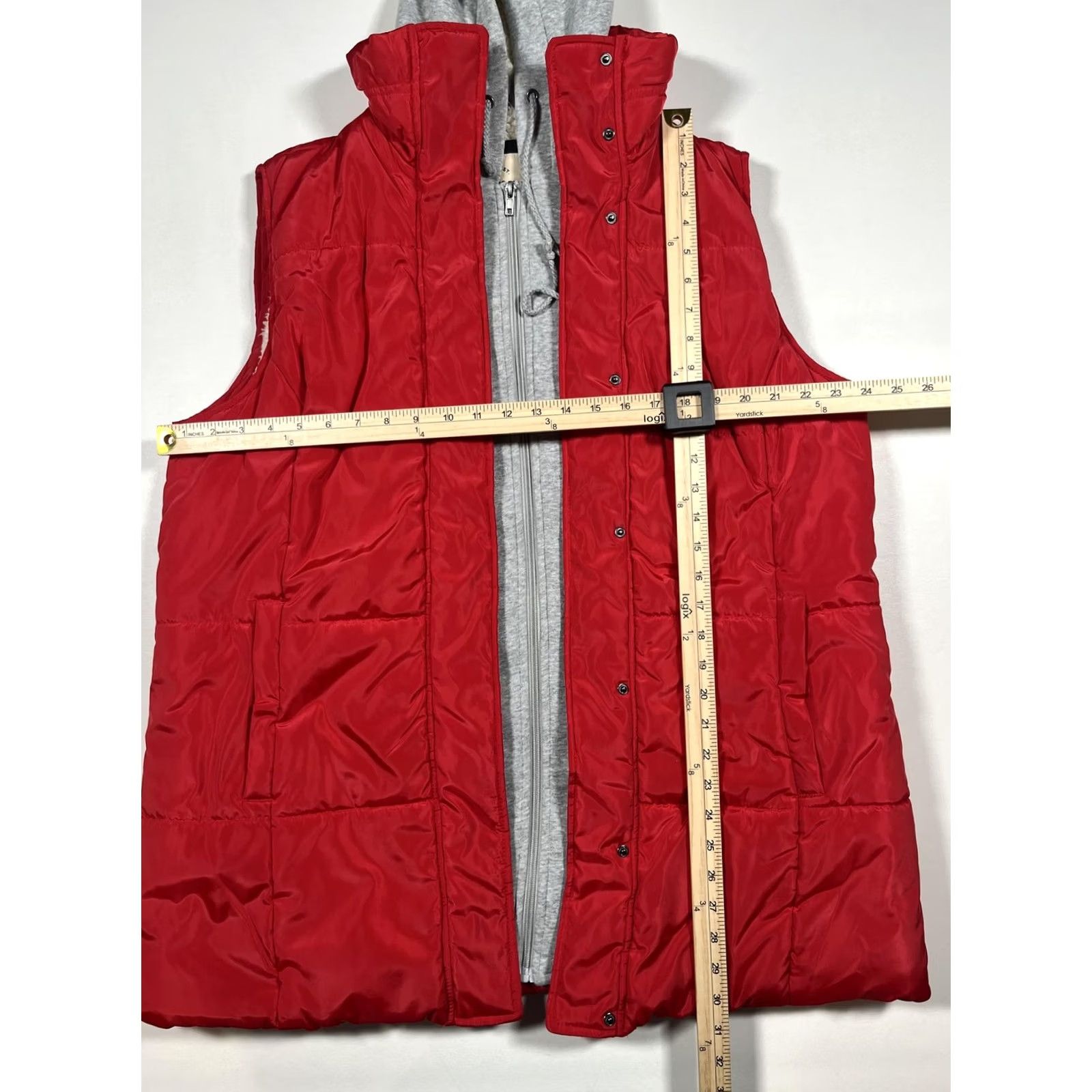 Vintage Ci Sono Vest Womens 2X Red Hooded Sherpa Lined Zip Puffer Long Quilted Vest Size XXL / US 16-18 / IT 52-54 - 4 Thumbnail