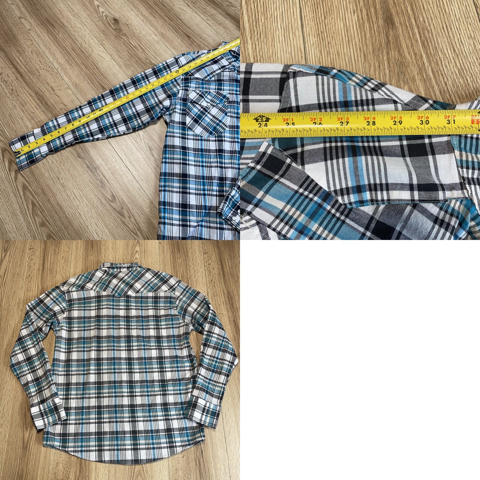 Urban Outfitters VINTAGE Outfitters Mens Long Sleeve Plaid Pearl Snap Button-Up Shirt Casual Large Blue Countries Size US L / EU 52-54 / 3 - 8 Thumbnail