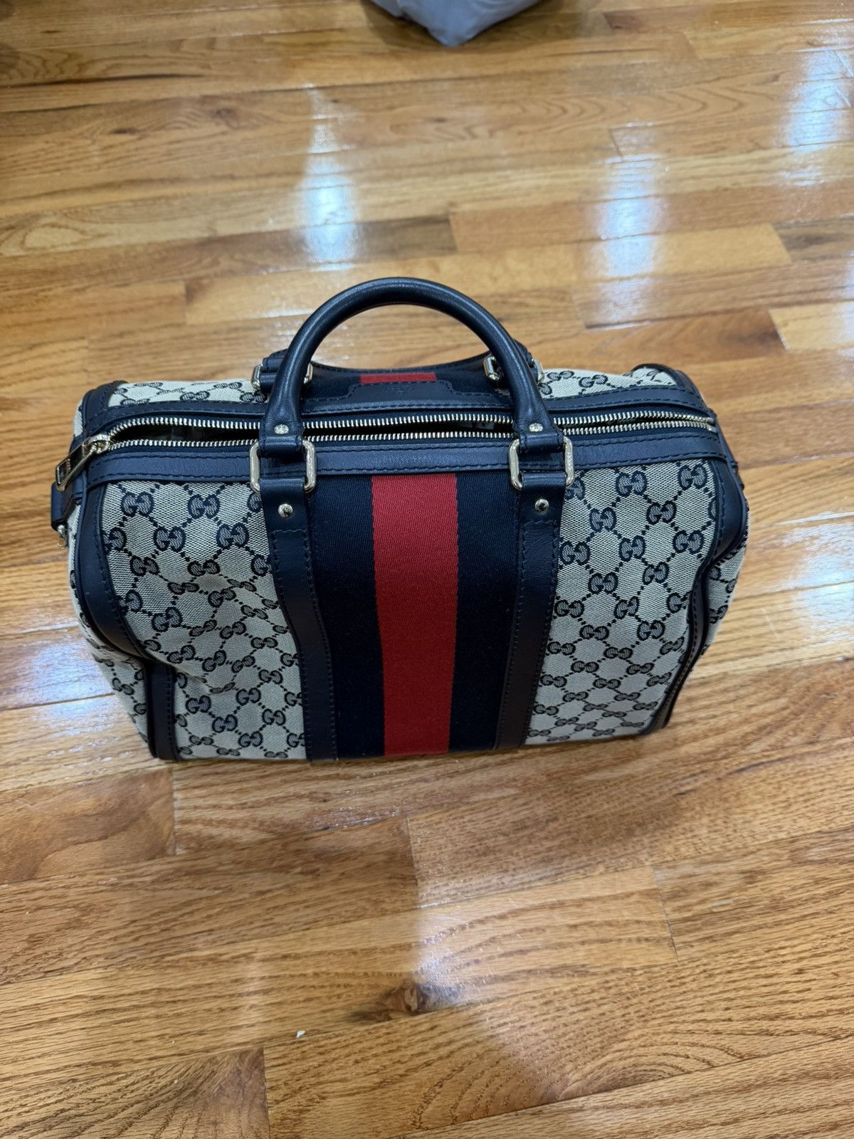 Gucci Gucci GG Canvas Boston Navy Medium Size ONE SIZE - 1 Thumbnail