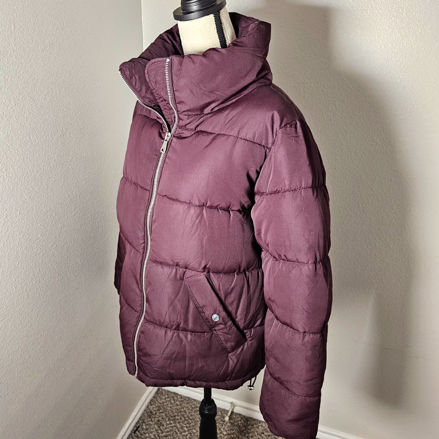 H&M H&M Jacket Women's Size S Padded Puffer Wine Red Winter Coat Streetwear Casual Warm Zip Size S / US 4 / IT 40 - 2 Thumbnail