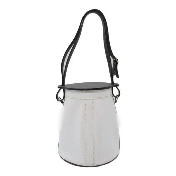 image of Hermes Farming Bucket Handbag in White, Women's
