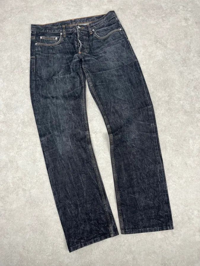 Dior 2000s Dior Navy Faded Straight Denim Jeans Size US 33 - 6 Thumbnail