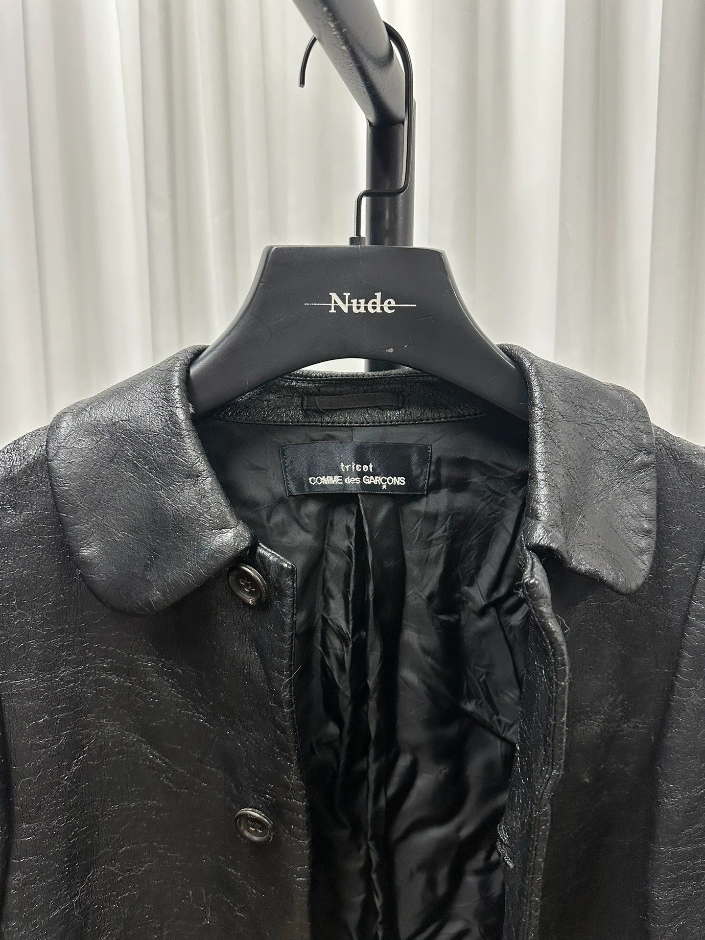 Comme des Garcons CDG Tricot Vintage Faux Leather Mand Coll Jkt (Bust 98, L62) Size ONE SIZE - 7 Thumbnail