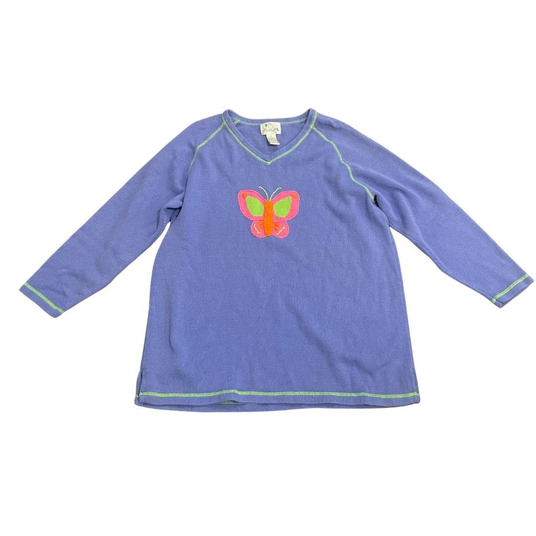 Quacker Factory Embroidered Butterfly Cotton Blend V-Neck Sweater SZ 1X Size XL / US 12-14 / IT 48-50 - 1 Thumbnail