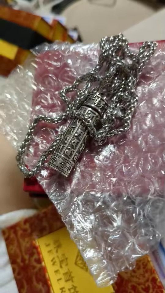 Jewelry Silver Prayer Cylinder Necklace Size ONE SIZE - 8 Thumbnail