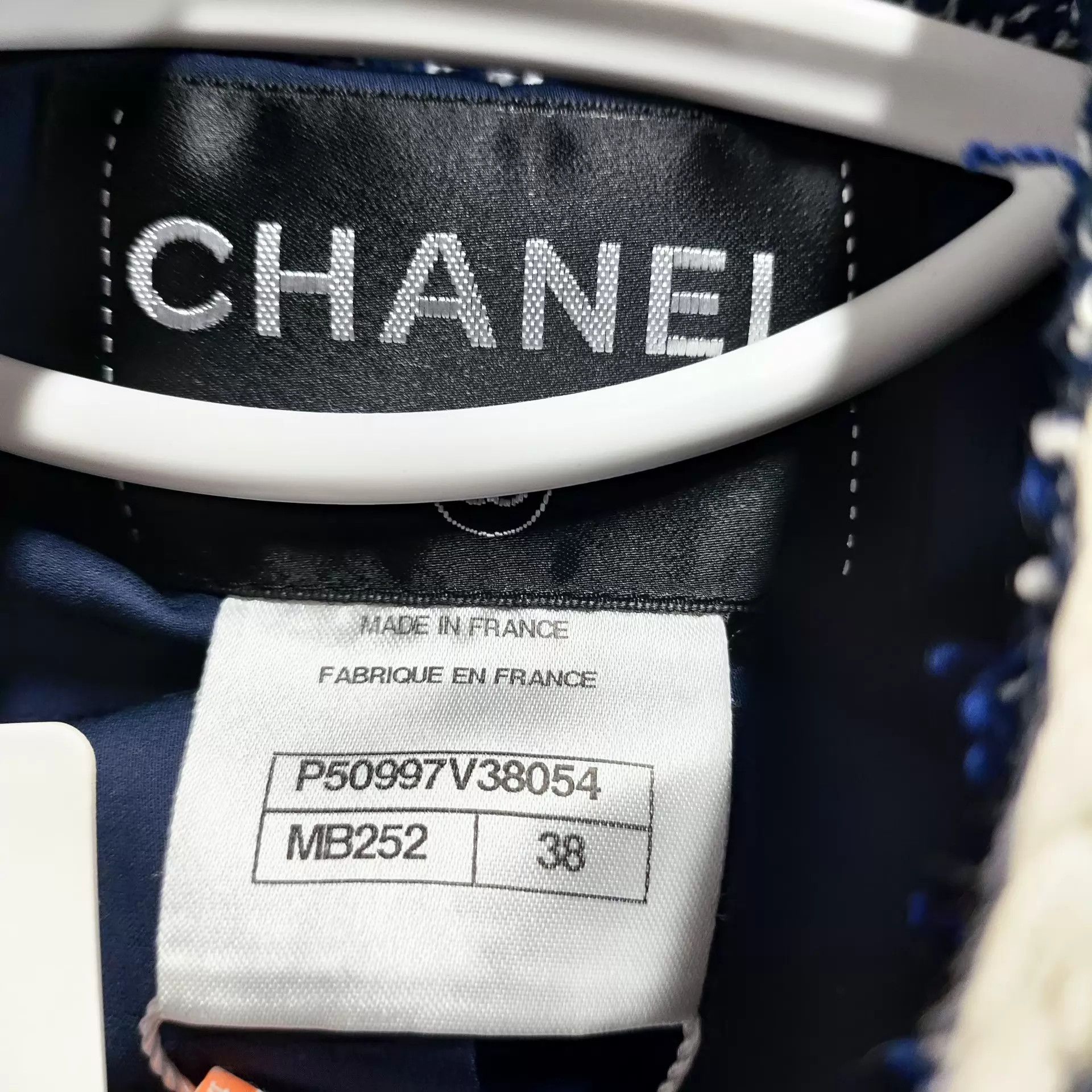 Chanel Chanel Blue-White Stand Collar Tweed Shimmer Meteor 38 Size S / US 4 / IT 40 - 4 Thumbnail