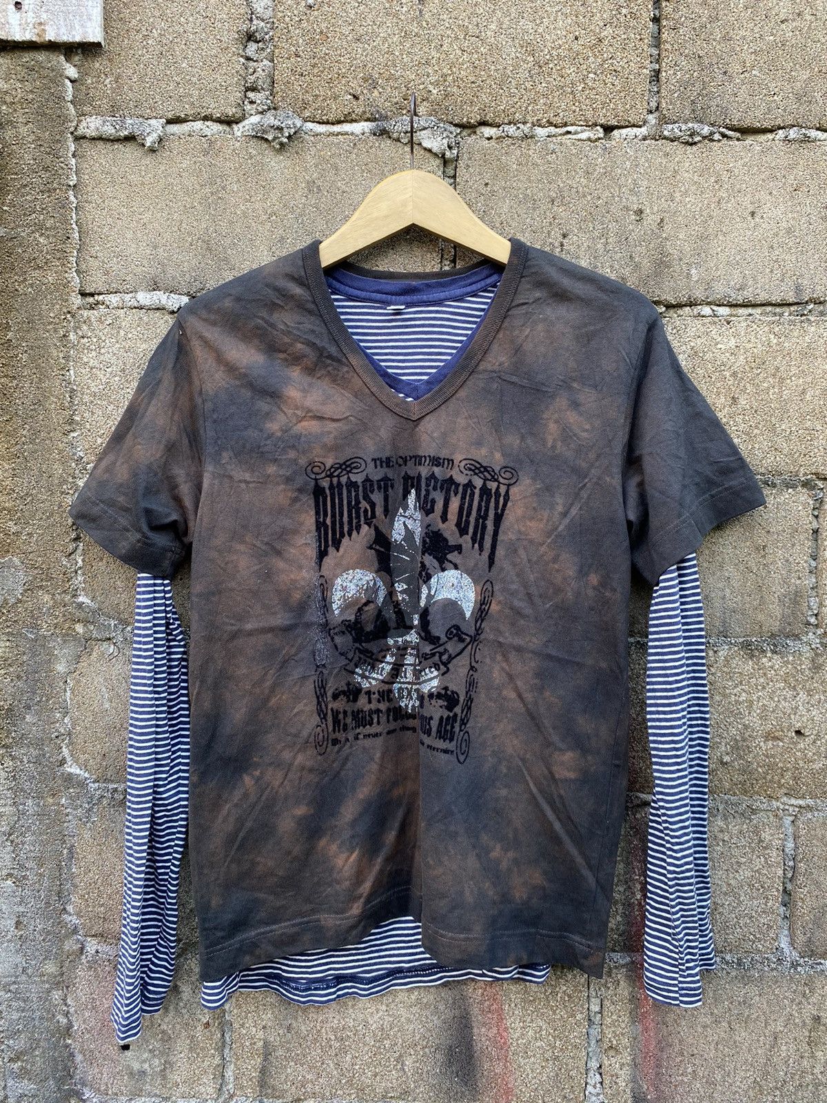 If Six Was Nine × Japanese Brand × Le Grande Bleu (L.G.B.) 2in1 Slash Number Bleached striped longsleeve tshirt Size US M / EU 48-50 / 2 - 1 Thumbnail