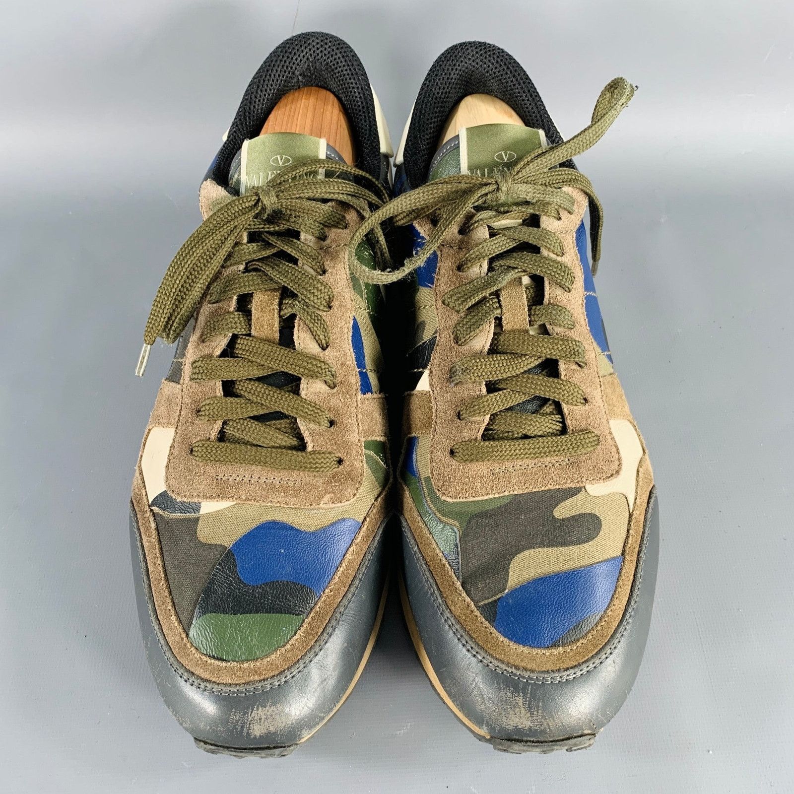 Valentino VALENTINO Blue Taupe Block Leather Rubber Sole Sneakers Size US 9.5 / EU 42-43 - 4 Thumbnail