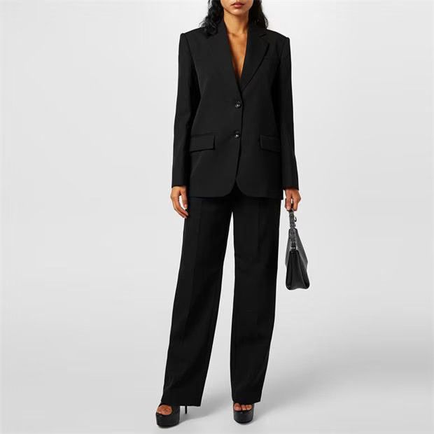 Alexander Wang o1g2r1mq0824 Logo Waistband Straight Leg Trousers in Black Size 29" - 6 Thumbnail