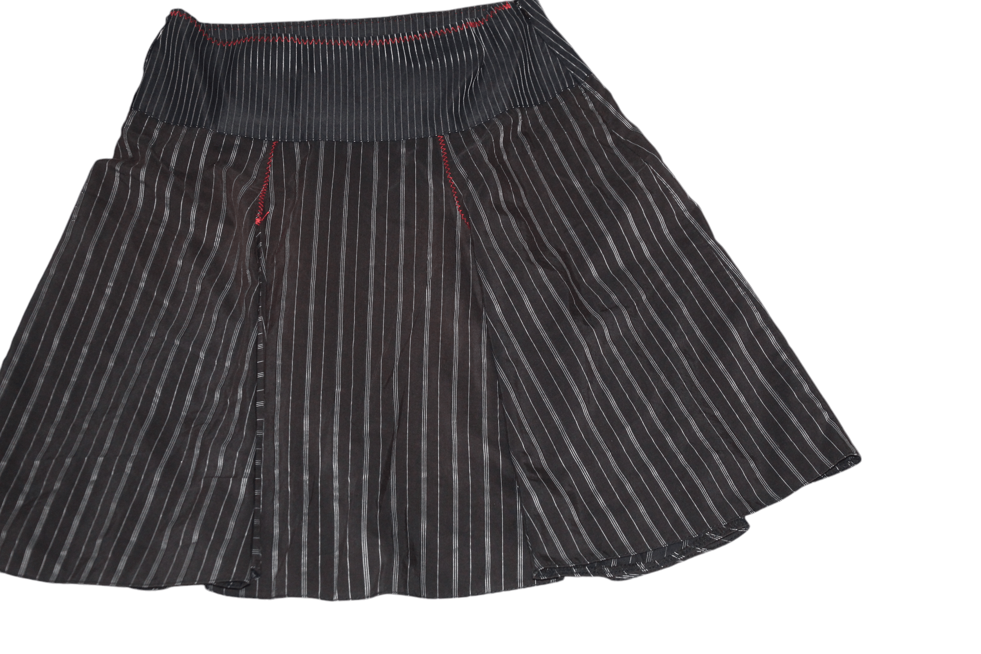 Vintage Vtg Double Jeu Lemon 05 Silver Stripes Pleated Skirt Size 30" / US 8 / IT 44 - 2 Thumbnail