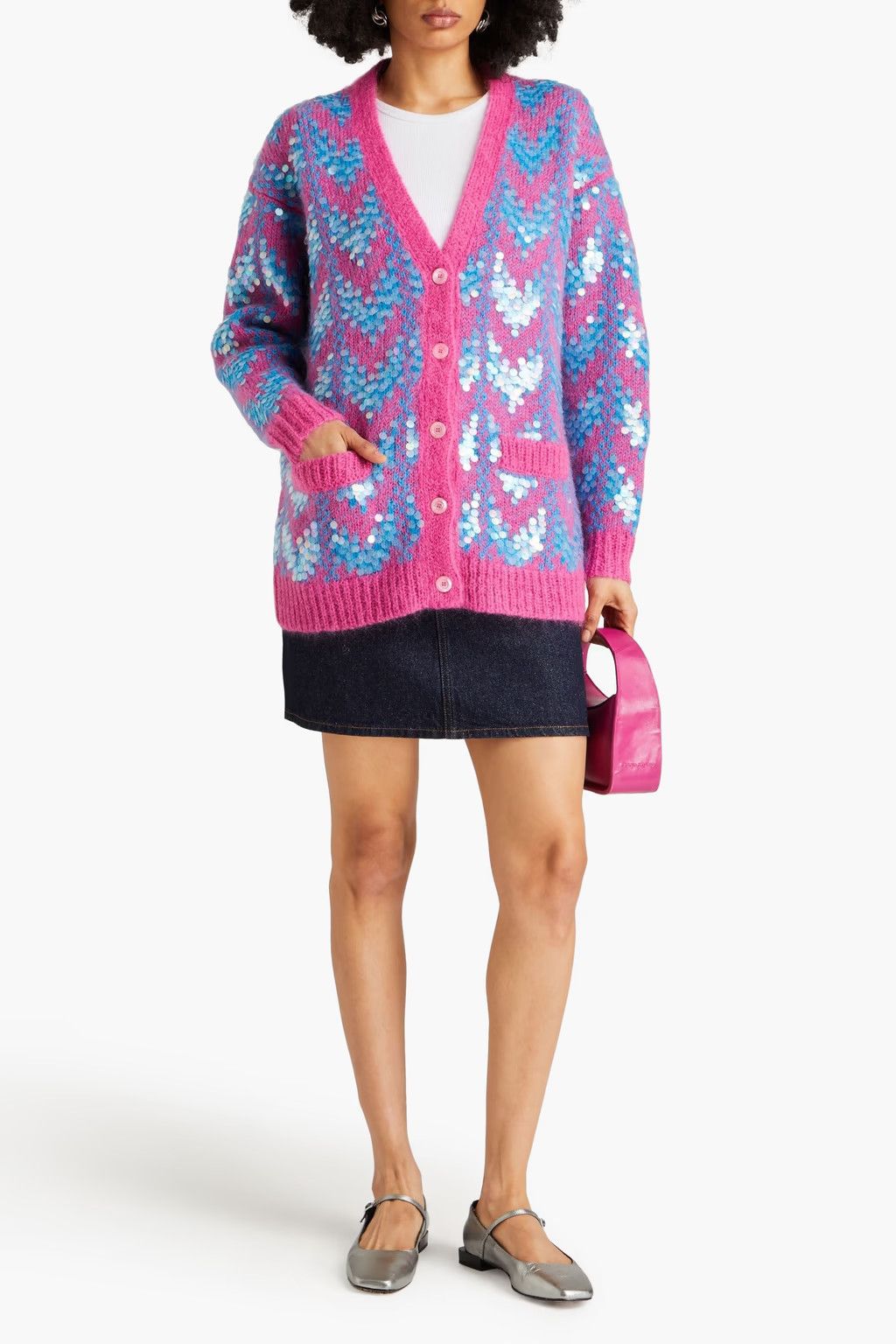 Gucci o1y0925 Cardigan in Fuchsia/Blue Size XS / US 0-2 / IT 36-38 - 2 Thumbnail