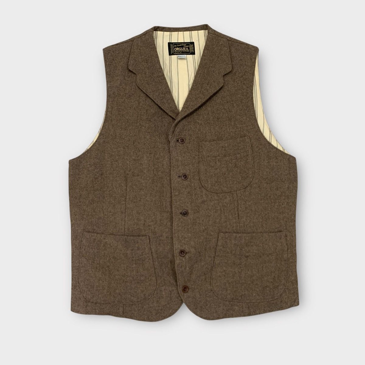 Studio D'Artisan VINTAGE ORGUEIL D ARTISAN JAPAN WOOL BROWN HERITAGE VEST Size US M / EU 48-50 / 2 - 1 Thumbnail