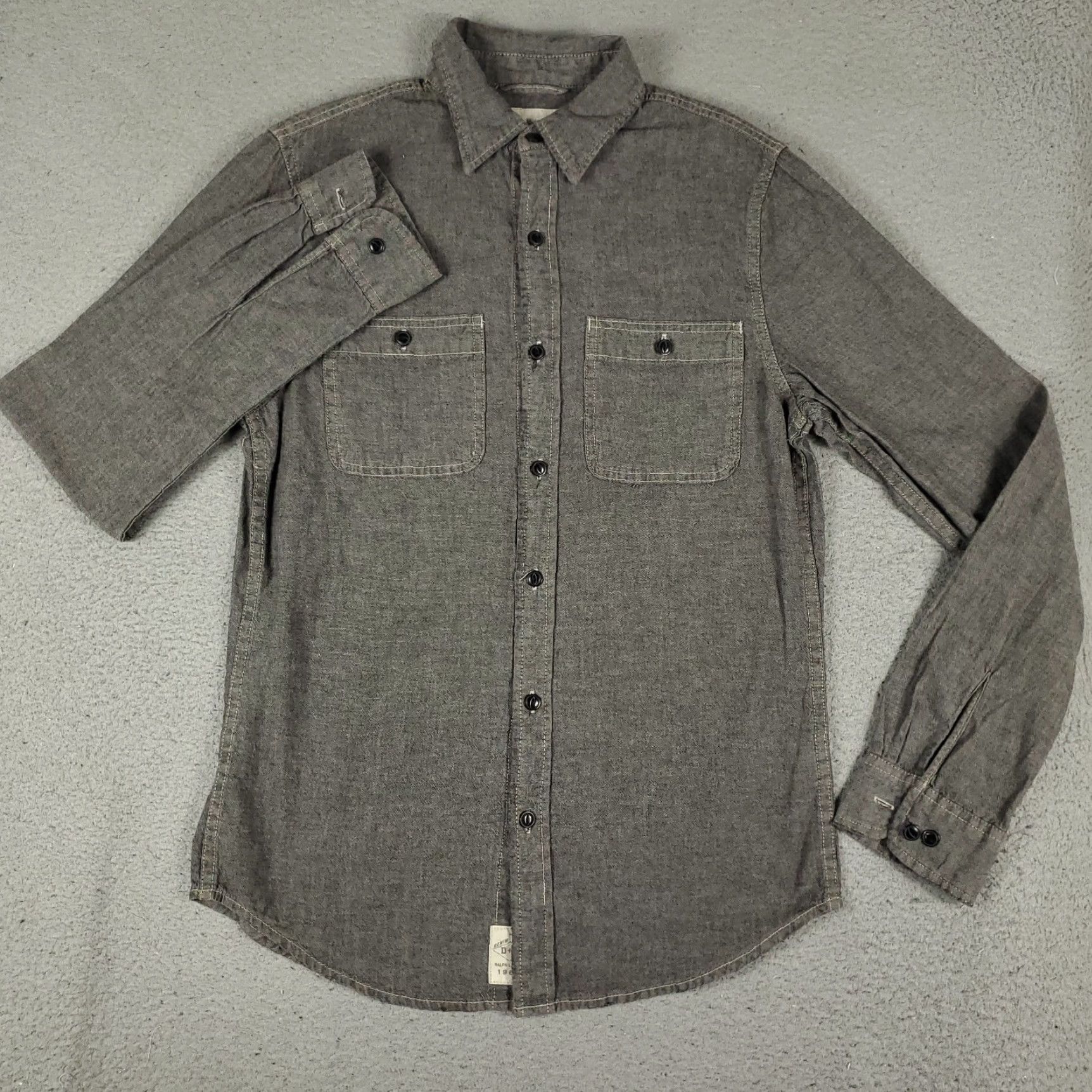 Ralph Lauren Denim & Supply Ralph Lauren Shirt Mens Small Gray Button-Up Long Sleeve 2 Pocket Size US S / EU 44-46 / 1 - 2 Thumbnail