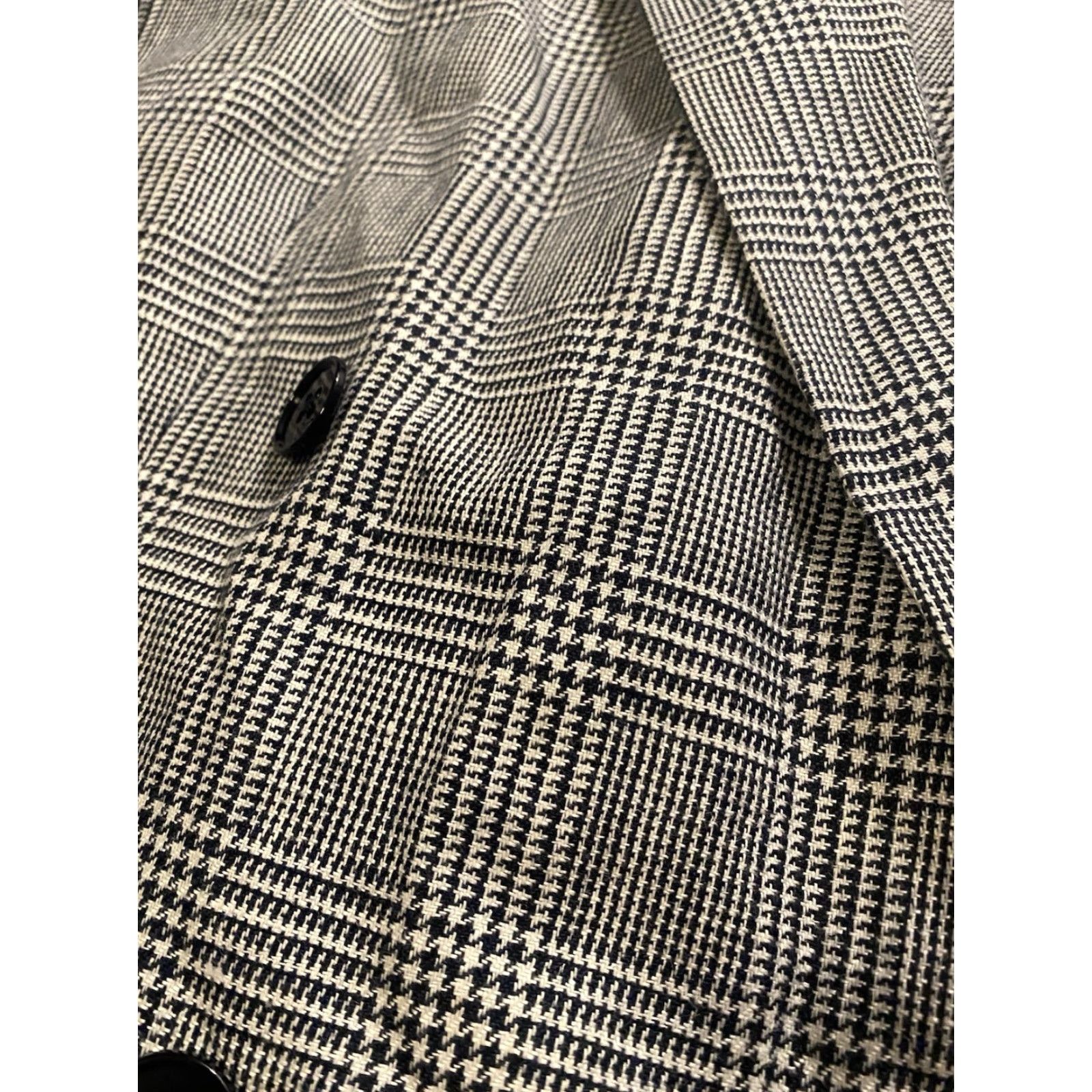 VINTAGE Lauren Ralph Lauren Blazer Women’s Double Breasted 14W 100% Linen Houndstooth Multicolor