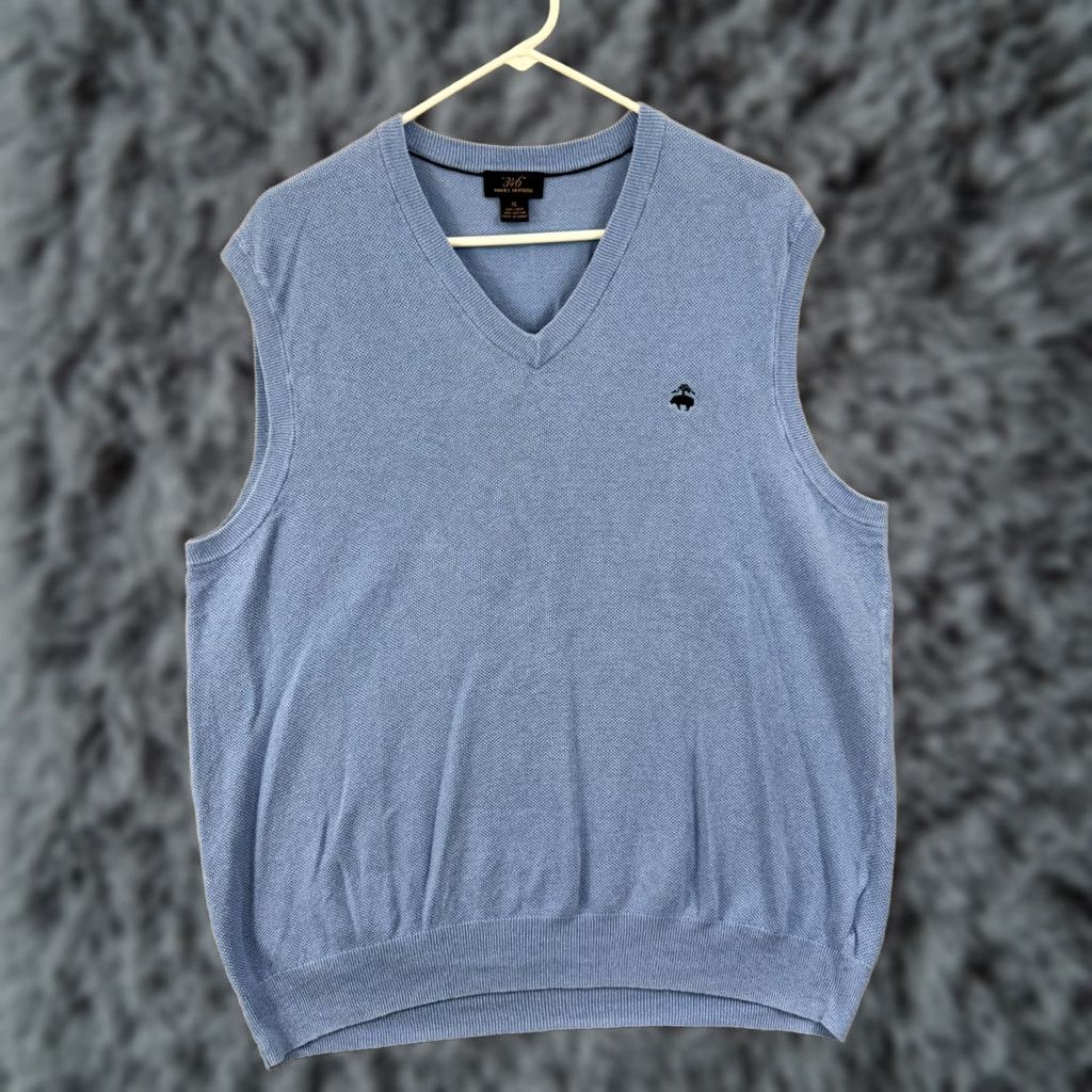 Brooks Brothers Brooks Brothers Vest Mens XL Blue Linen Blend V-Neck Knit 90s Preppy Golf Walking Solid Pattern Size US XL / EU 56 / 4 - 1 Thumbnail