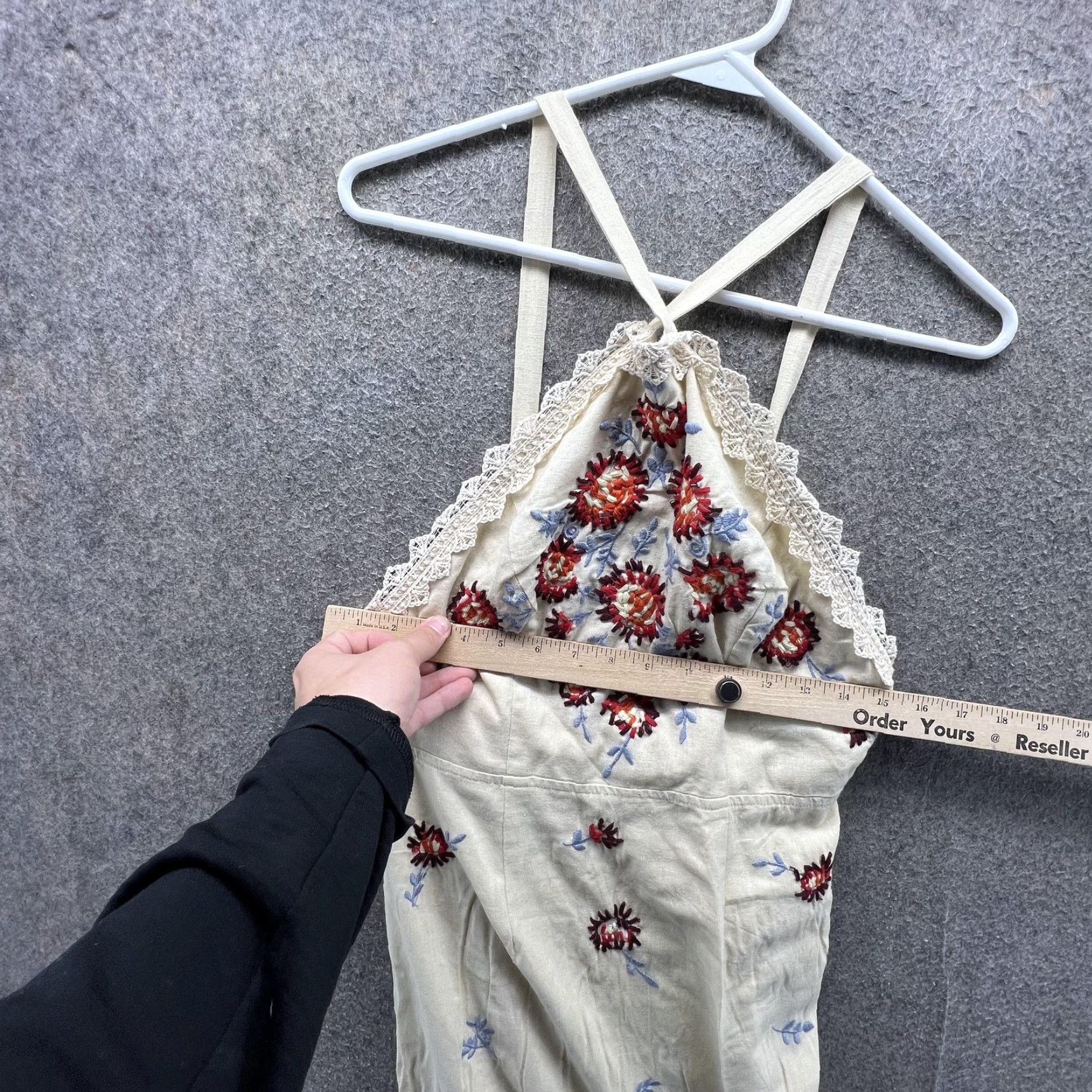 Free People Free People Dress Womens 4 White Floral Embroidered Halter Knee Length Sundress Size S / US 4 / IT 40 - 5 Thumbnail