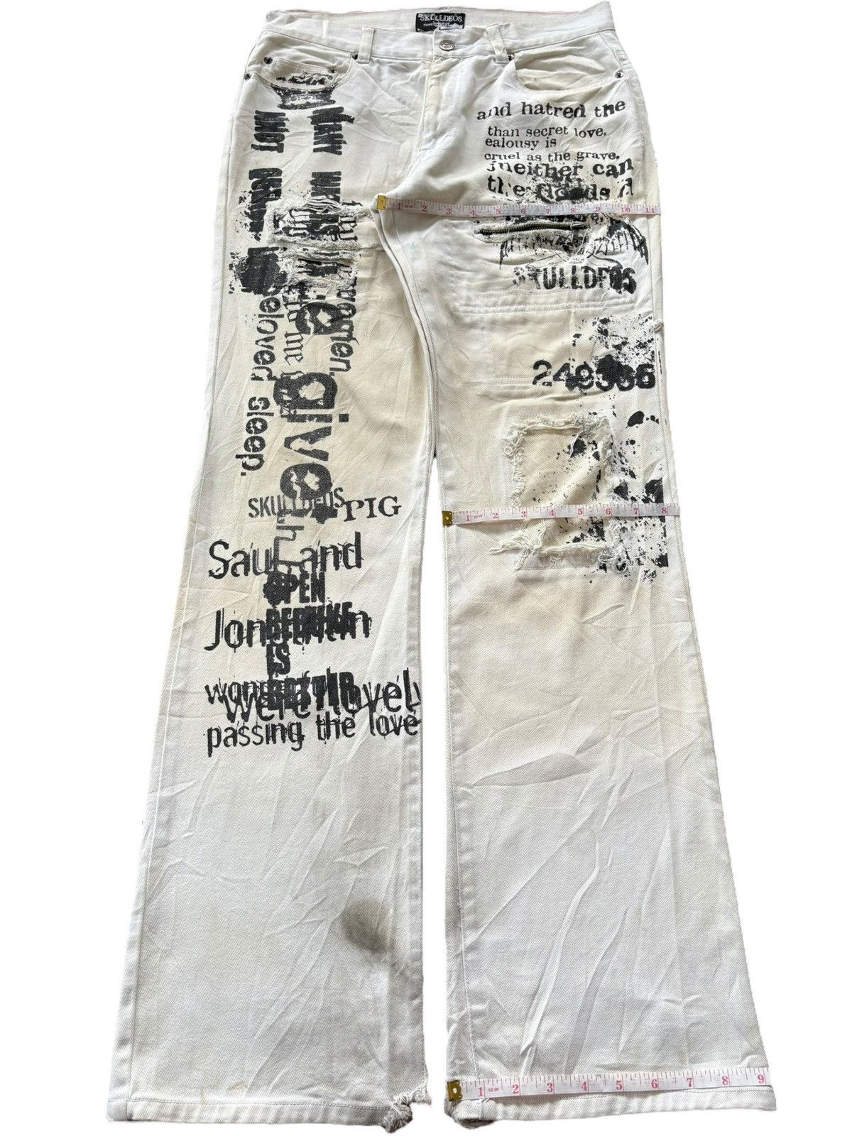 If Six Was Nine Vintage Japanese Brand Metal Punk Distress Flare Jeans Size 30" / US 8 / IT 44 - 8 Thumbnail