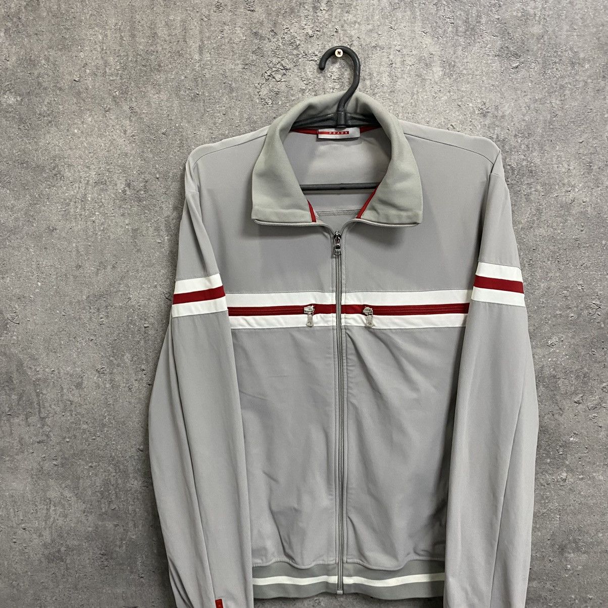 Prada Sport Nylon Full Zip Up Jacket Red Tab