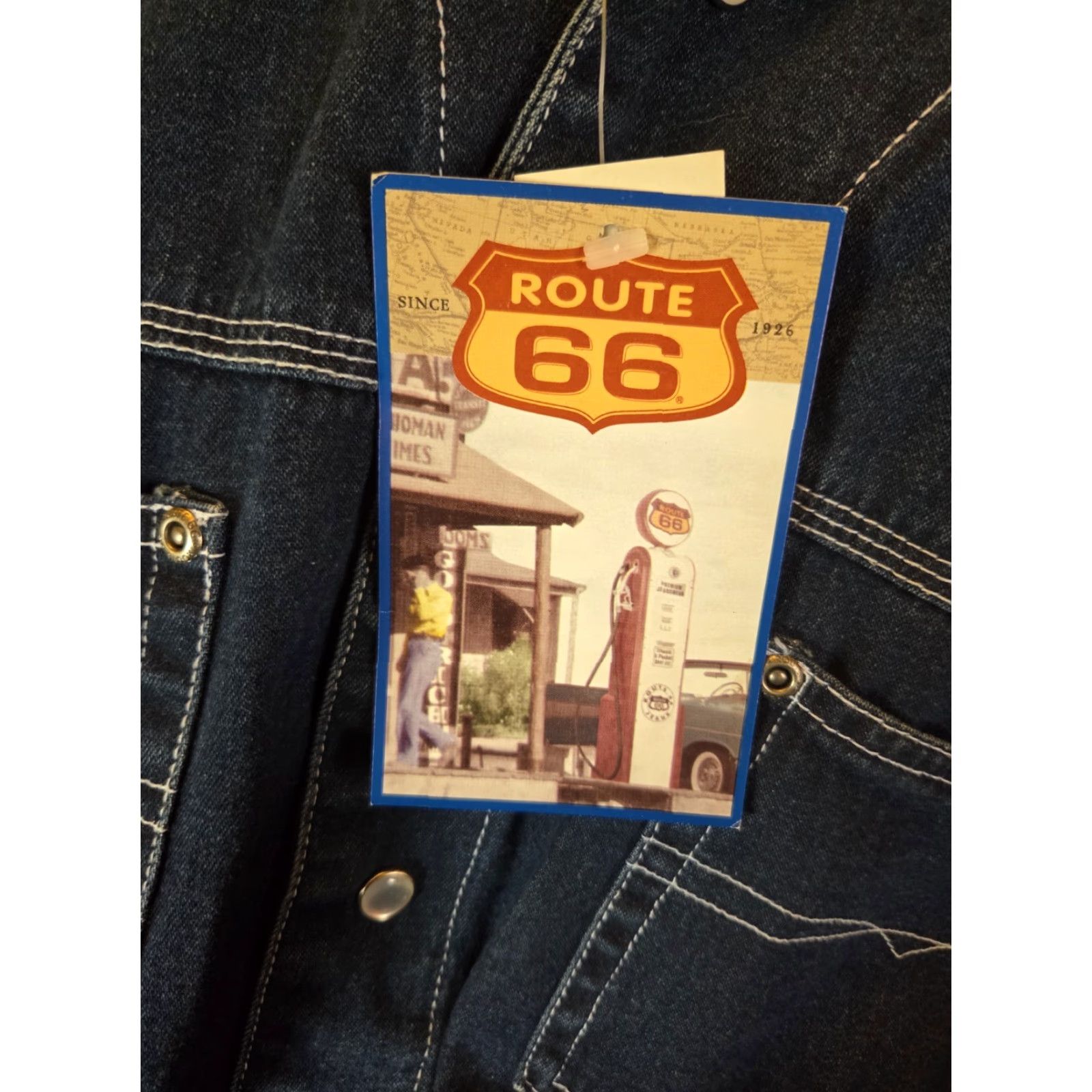 Route 66 VINTAGE Route 66 Mens Shirt Denim Size M Western Workwear Pearl Snap Pockets Size US M / EU 48-50 / 2 - 8 Thumbnail