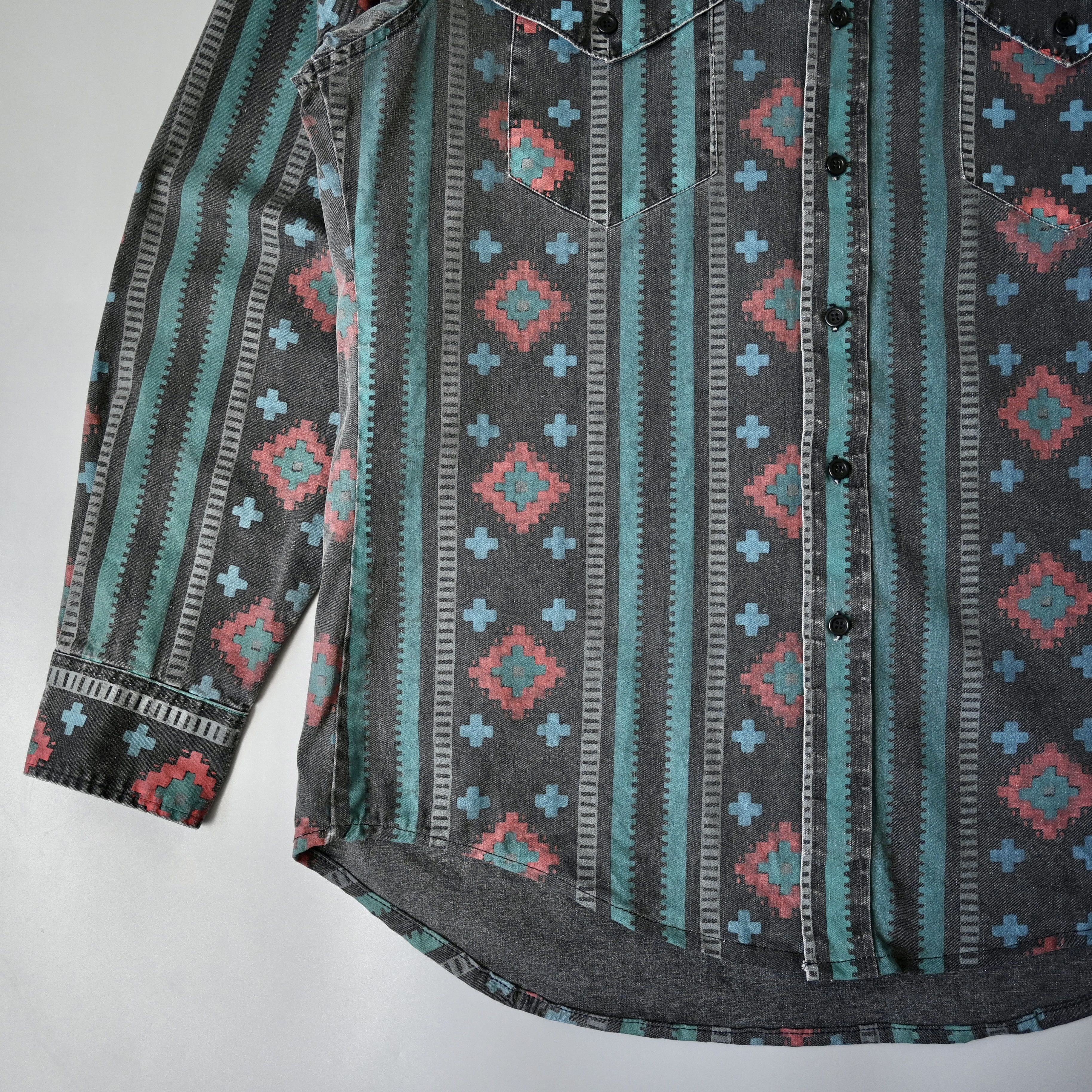 Vintage VTG Wrangler Brushpopper cape shirt Aztec Navajo 16.5-35 Size US L / EU 52-54 / 3 - 2 Thumbnail