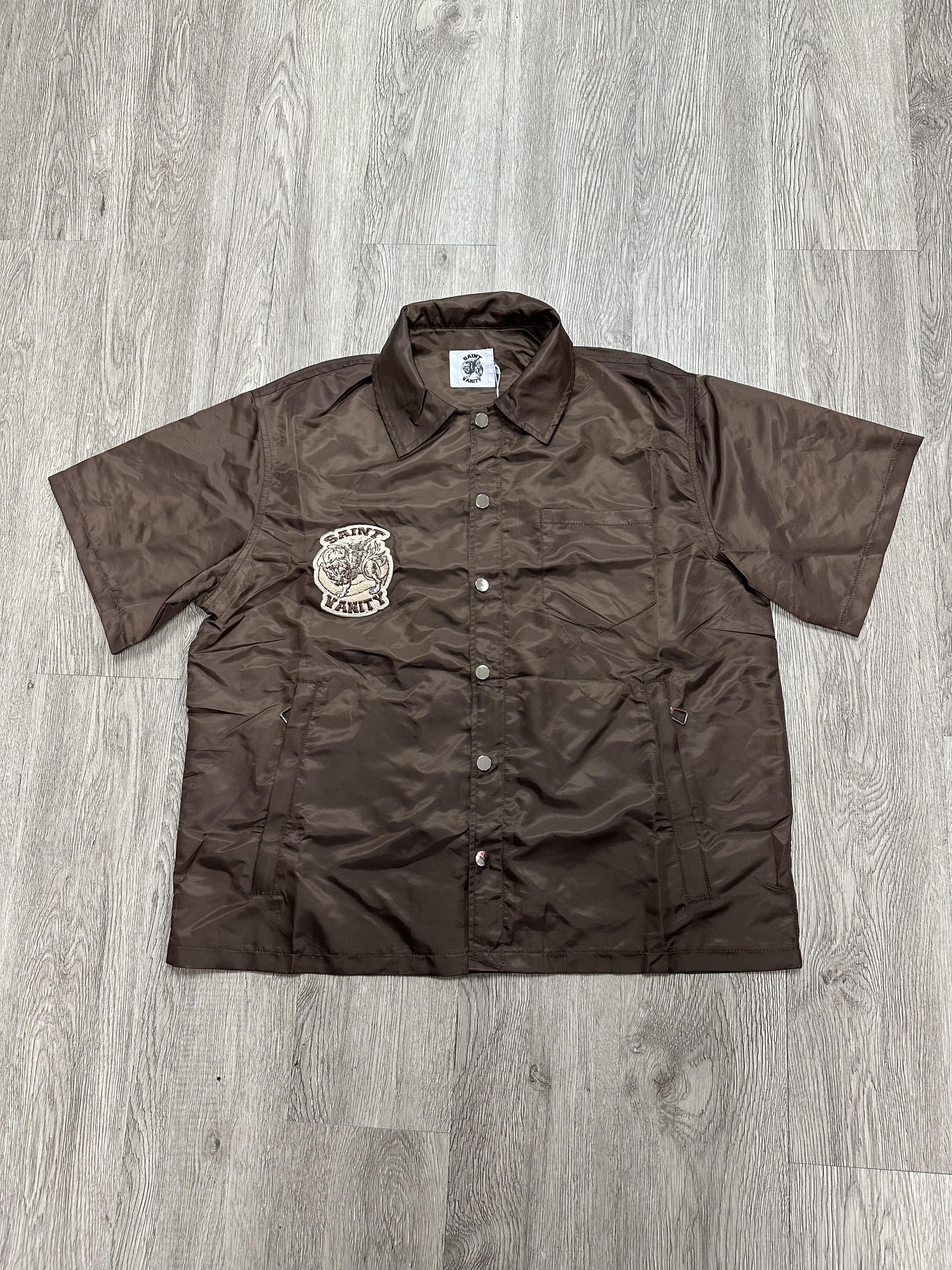 Saint Vanity Saint Vanity Nylon Brown Button Up Shirt Size US S / EU 44-46 / 1 - 1 Thumbnail