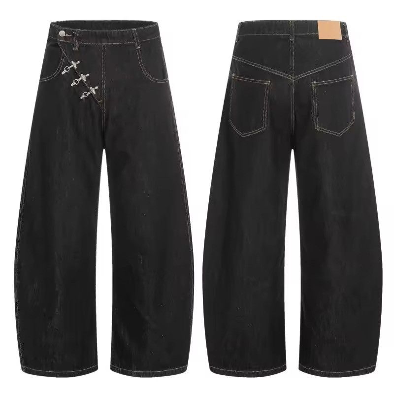 Jean xz denim Button Fly Black Luxury Baggy Jeans Pant Size US 31 - 3 Thumbnail