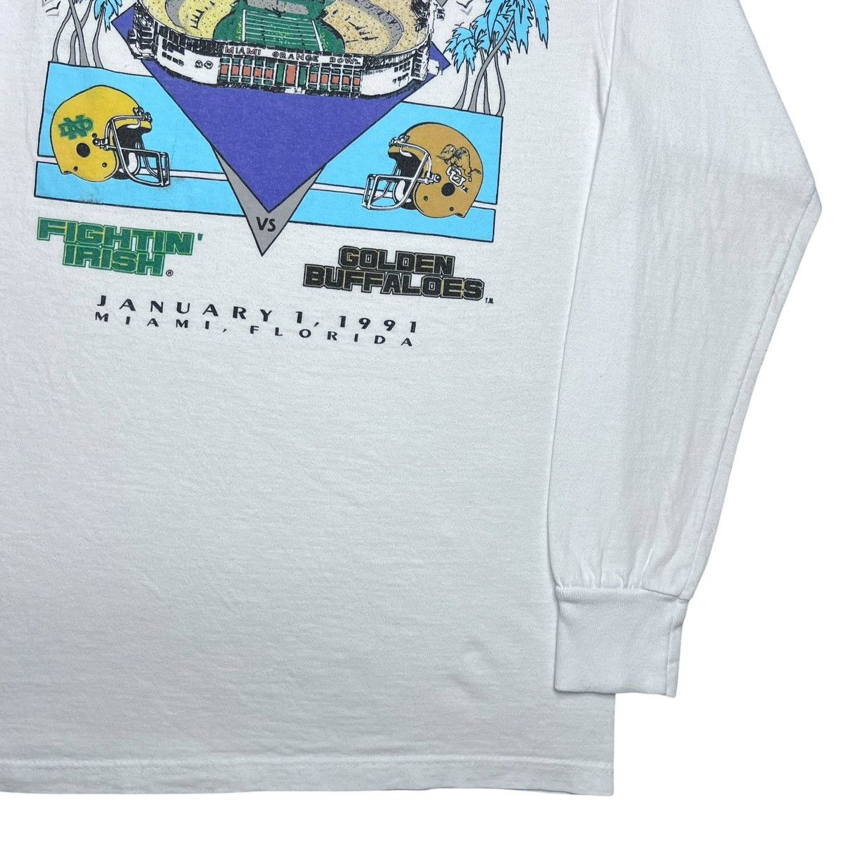 NCAA 1991 Colorado Buffaloes Fighting Irish Orange Bowl T-Shirt Size US S / EU 44-46 / 1 - 21 Thumbnail
