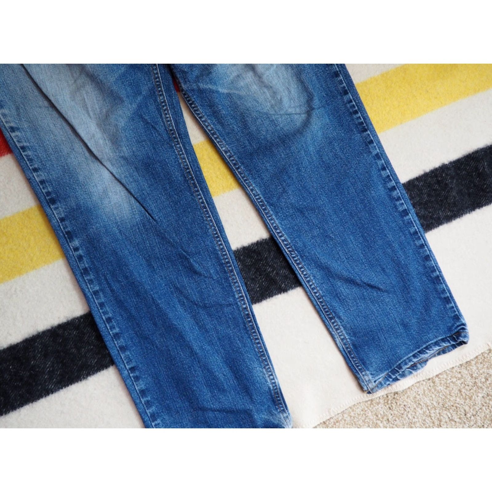 Denime VTG 90s Diamond Gusset Jeans Blue Denim 36x32 - Straight Leg - Faded Distressed Rockabilly USA 36 Mens Womens Boys Girls Size US 36 / EU 52 - 6 Thumbnail