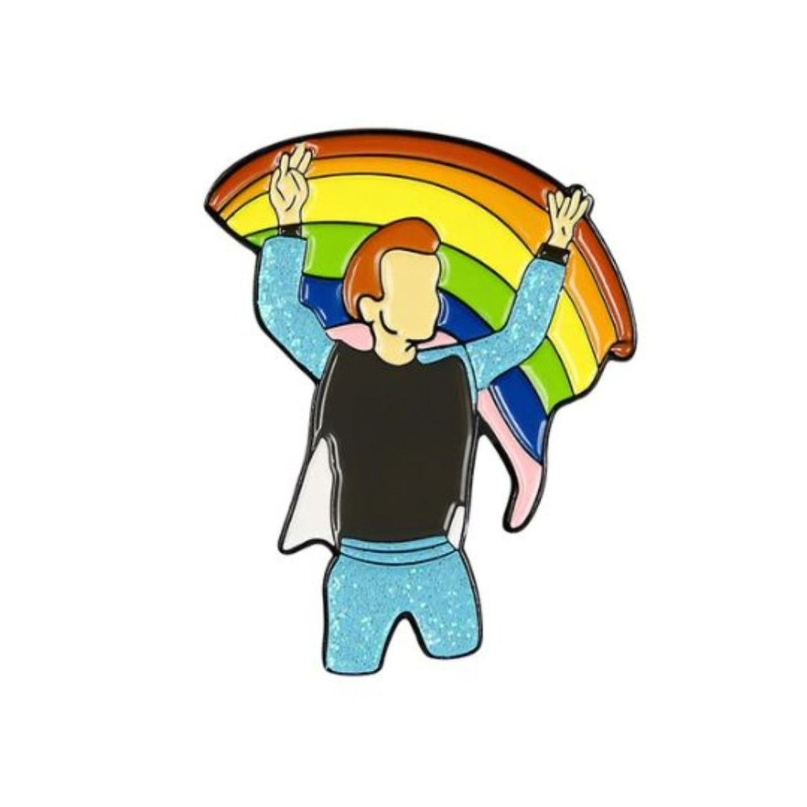 Other Person Holding Up Rainbow Wearing Cape Pin Brooch Size ONE SIZE - 1 Thumbnail