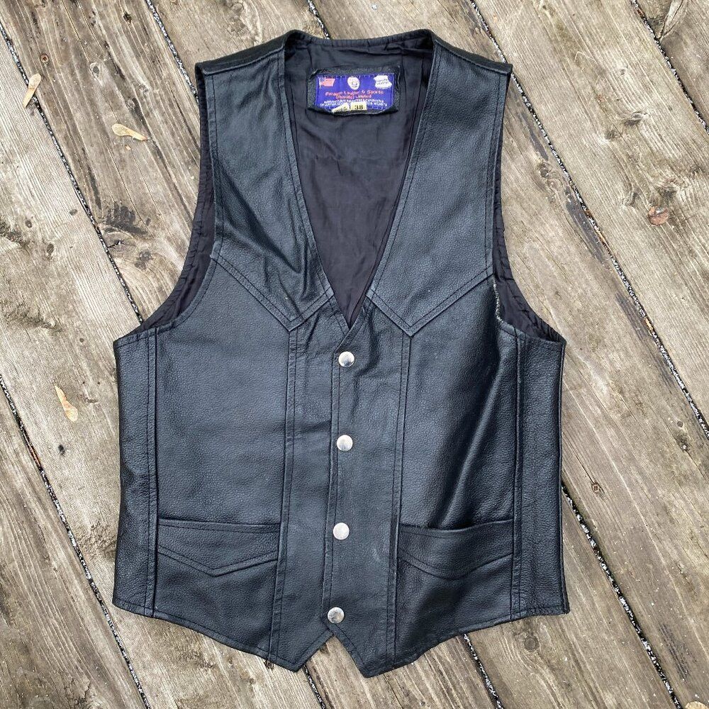 Other Vintage 1996 Paragon Genuine Leather Vest Jacket Size 38 Bl Size US M / EU 48-50 / 2 - 1 Thumbnail