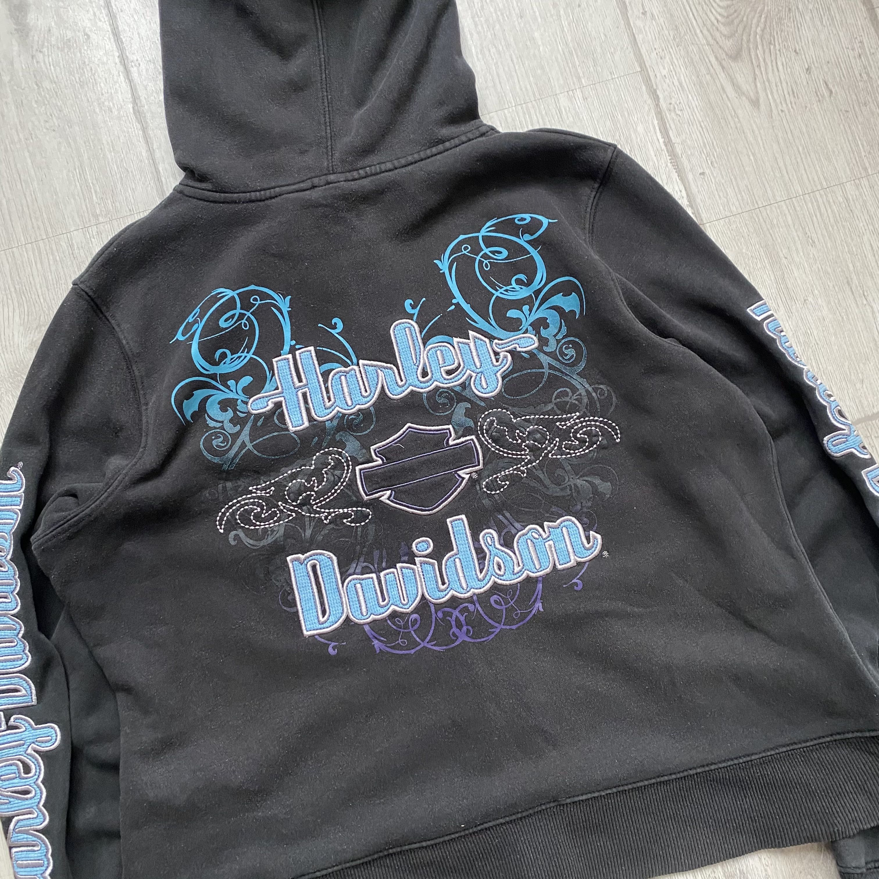 Affliction Vintage 90s Y2K Harley Davidson Logo Biker Graphic Zip Hodie Size L / US 10 / IT 46 - 10 Thumbnail